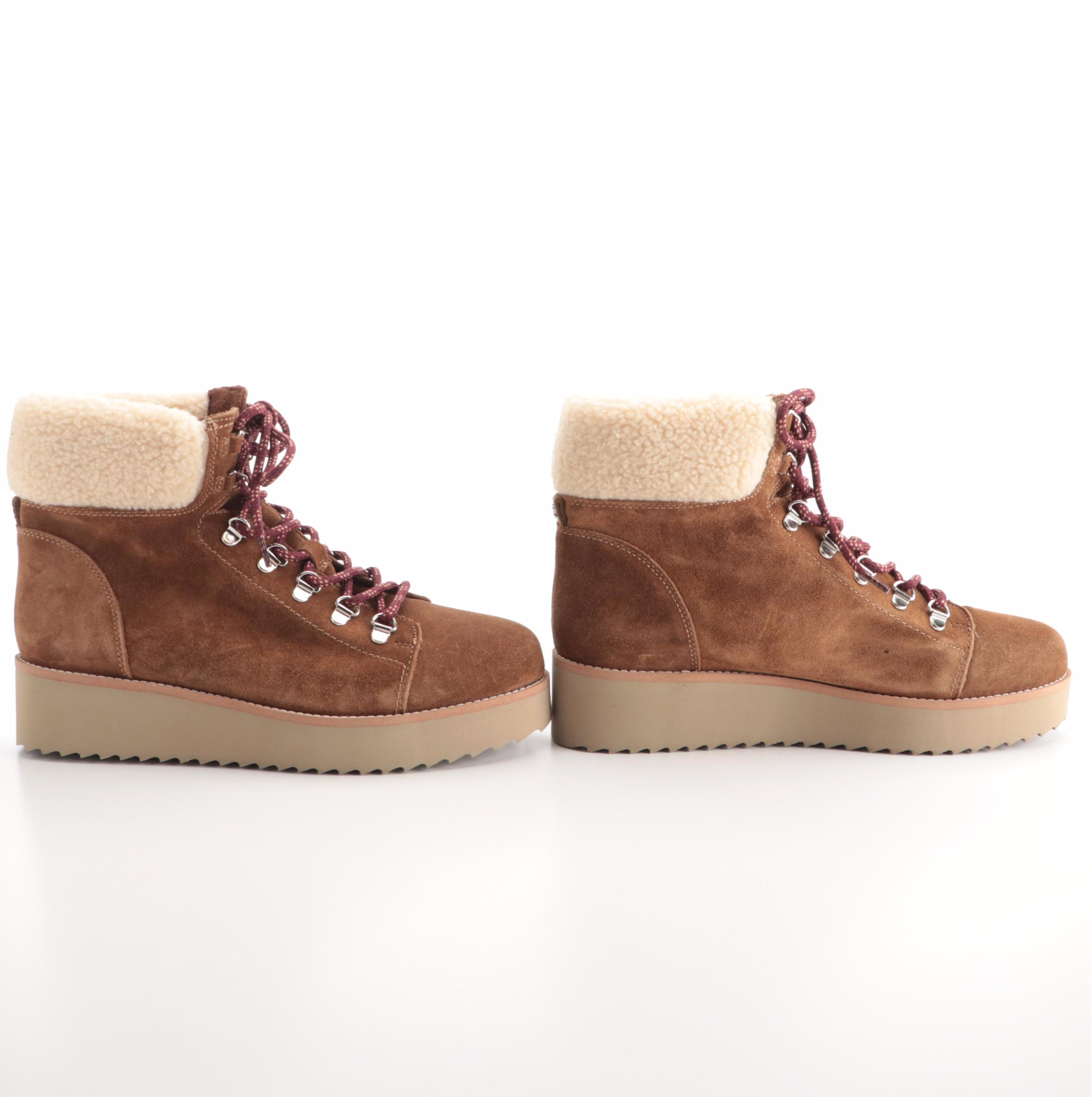 Sam Edelman Franc Suede Hiking Boots with Faux Shearling Trim