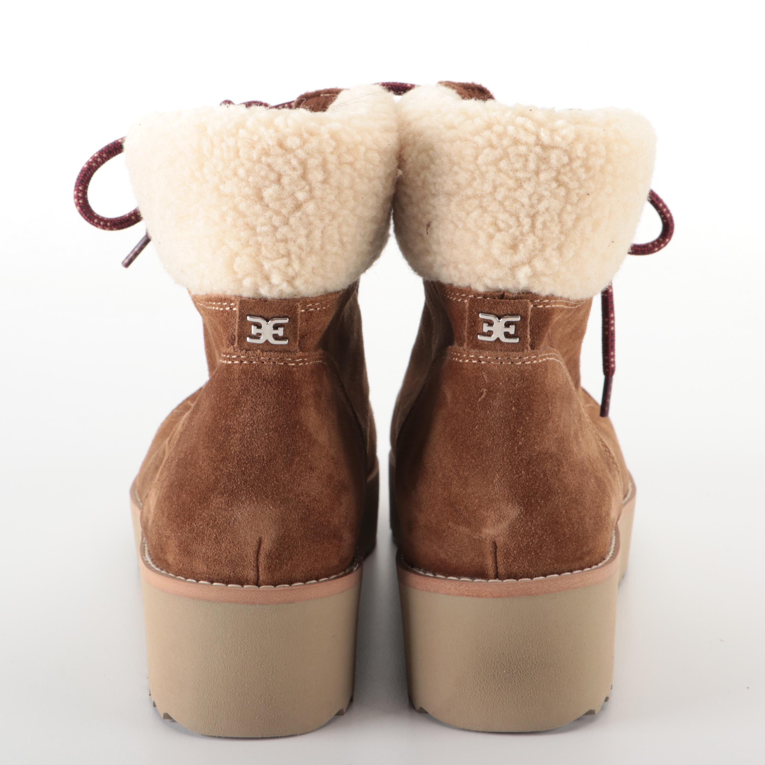 Sam Edelman Franc Suede Hiking Boots with Faux Shearling Trim