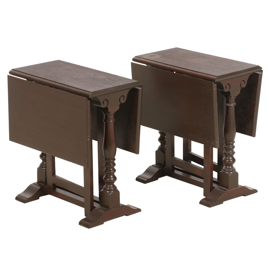Pair of Small Gate Leg Drop Leaf Accent Tables, Mid to Late 20th Century