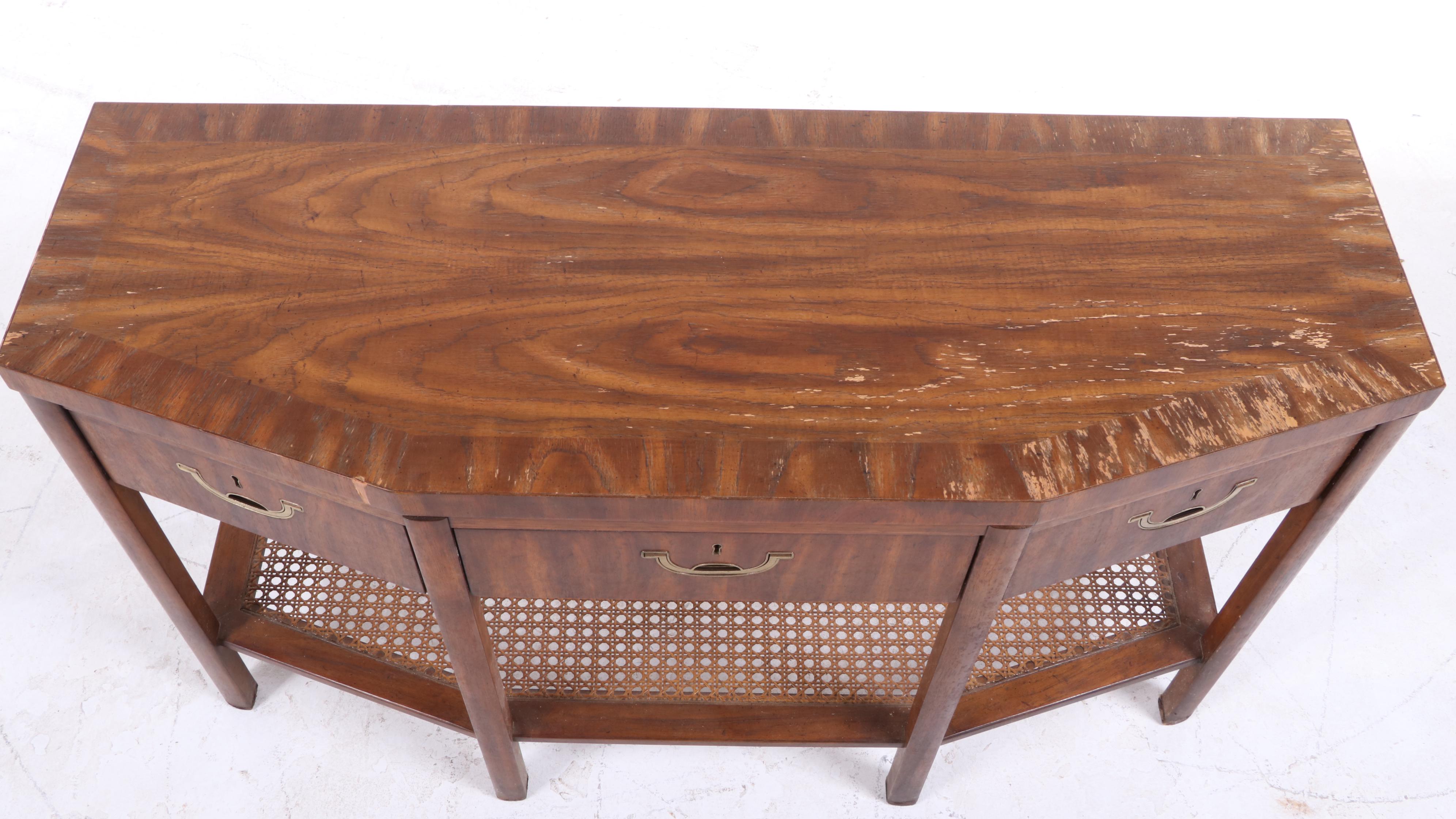 Drexel "Accolade" Pecan Console Table with Three Drawers