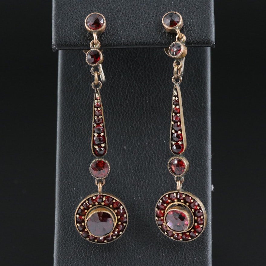 Victorian Revival Garnet Pendulum Earrings