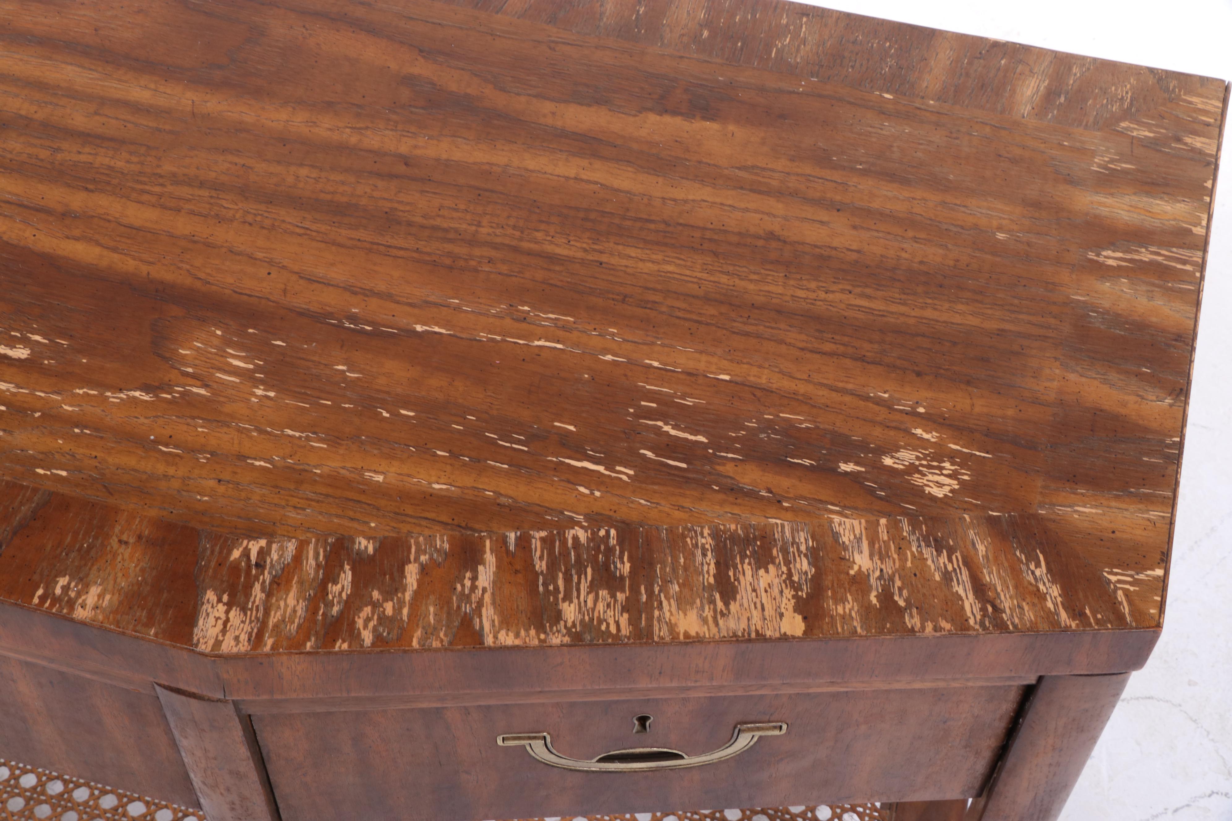 Drexel "Accolade" Pecan Console Table with Three Drawers