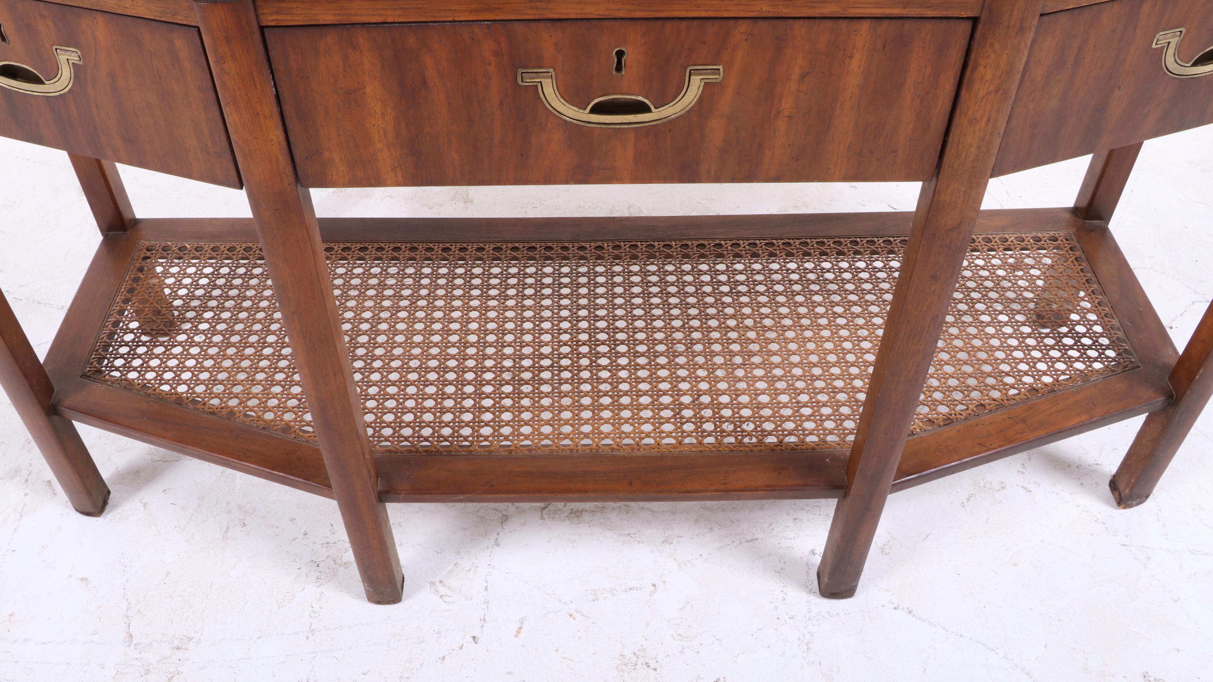 Drexel "Accolade" Pecan Console Table with Three Drawers