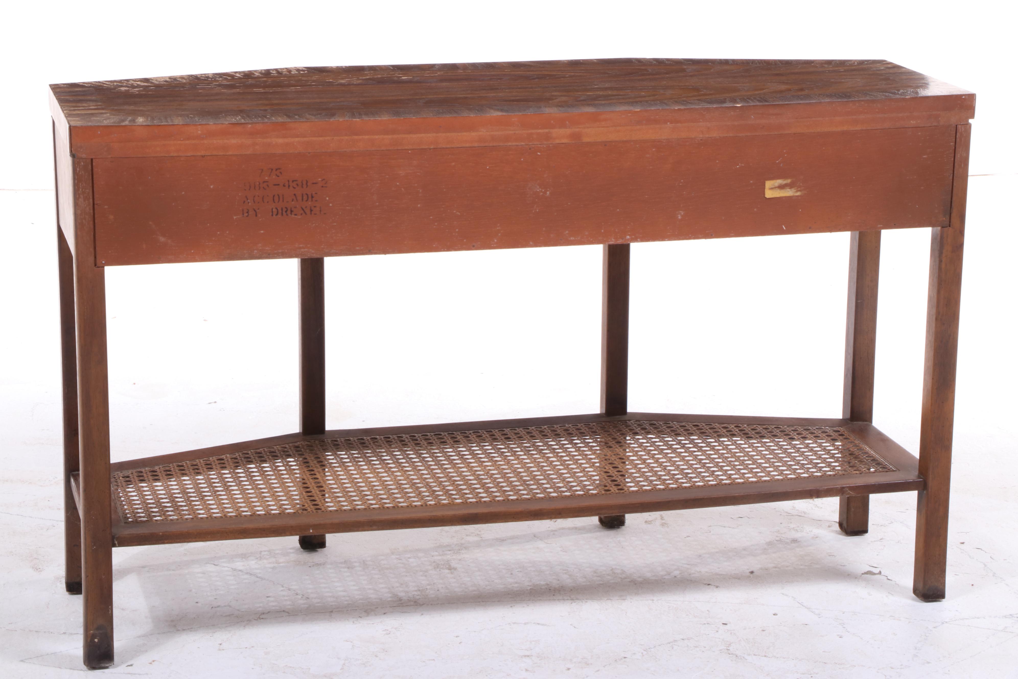 Drexel "Accolade" Pecan Console Table with Three Drawers
