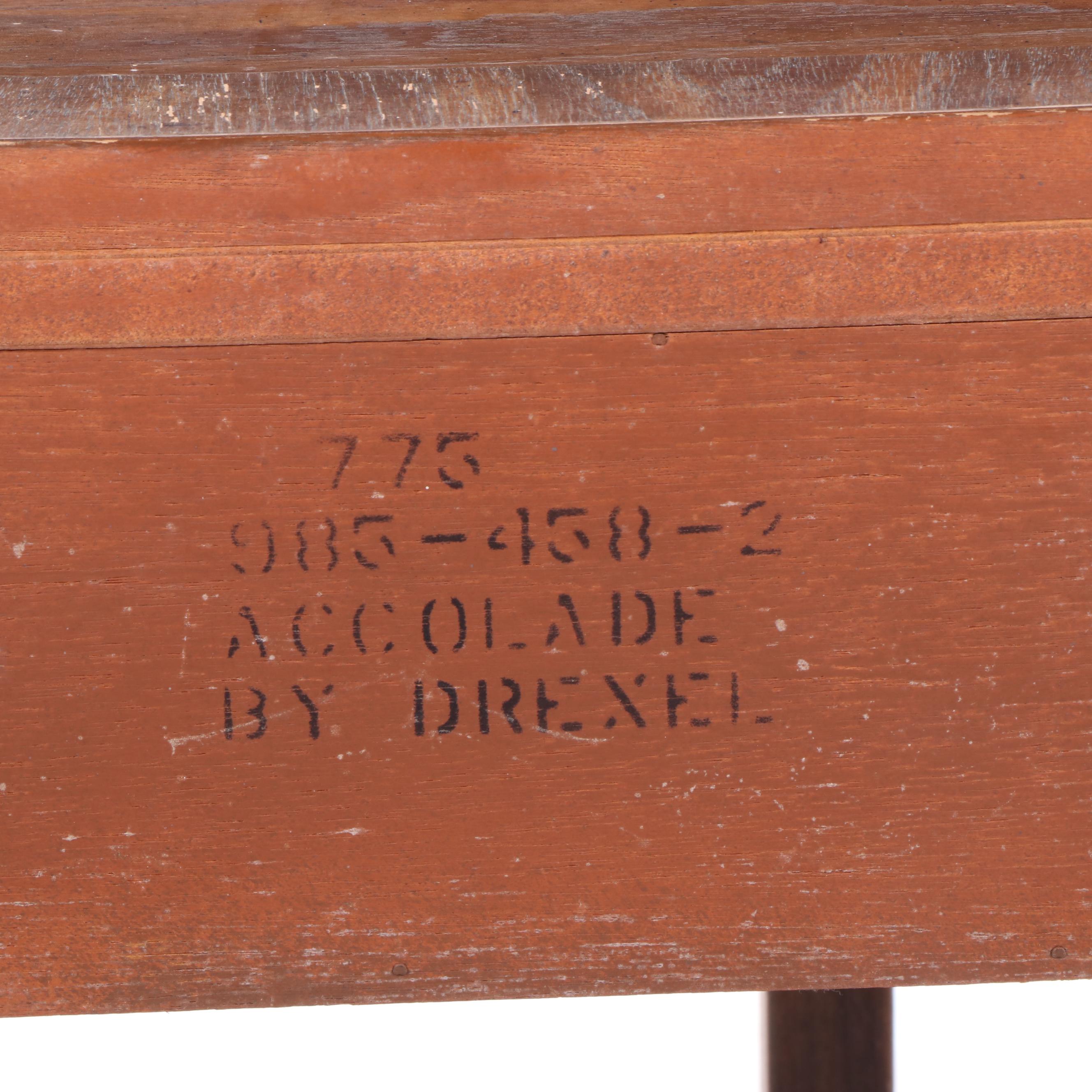 Drexel "Accolade" Pecan Console Table with Three Drawers