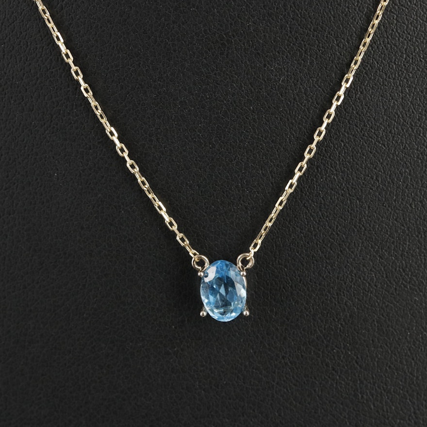 14K Swiss Blue Topaz Necklace