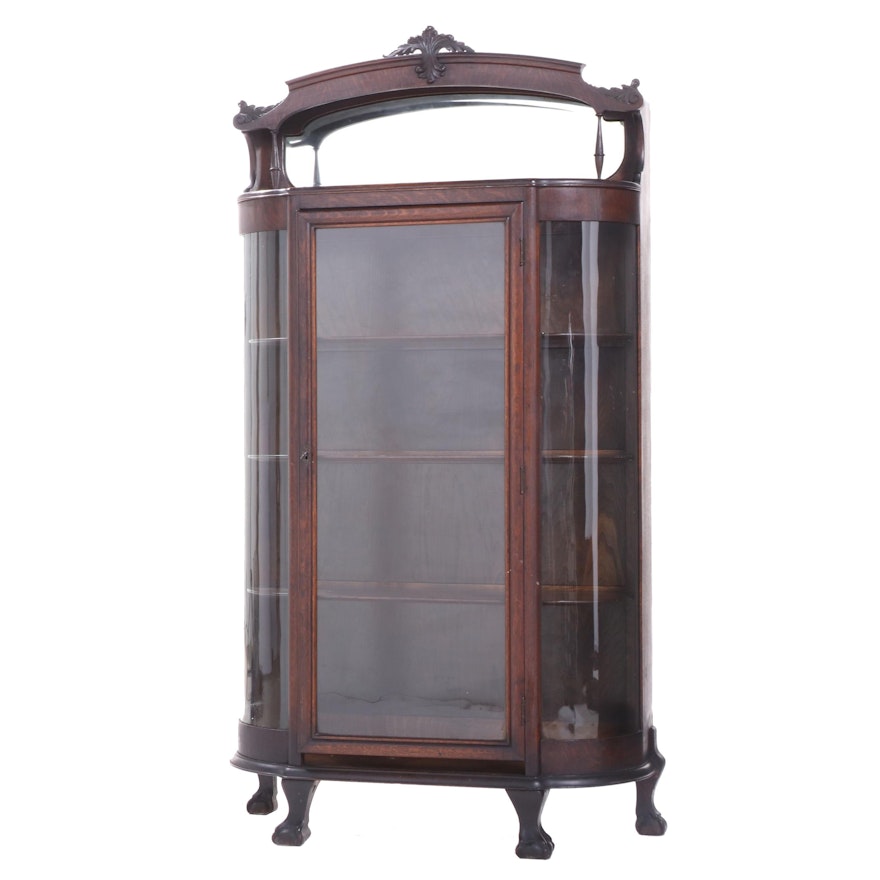 Late Victorian Oak China Cabinet, Early 20th Century