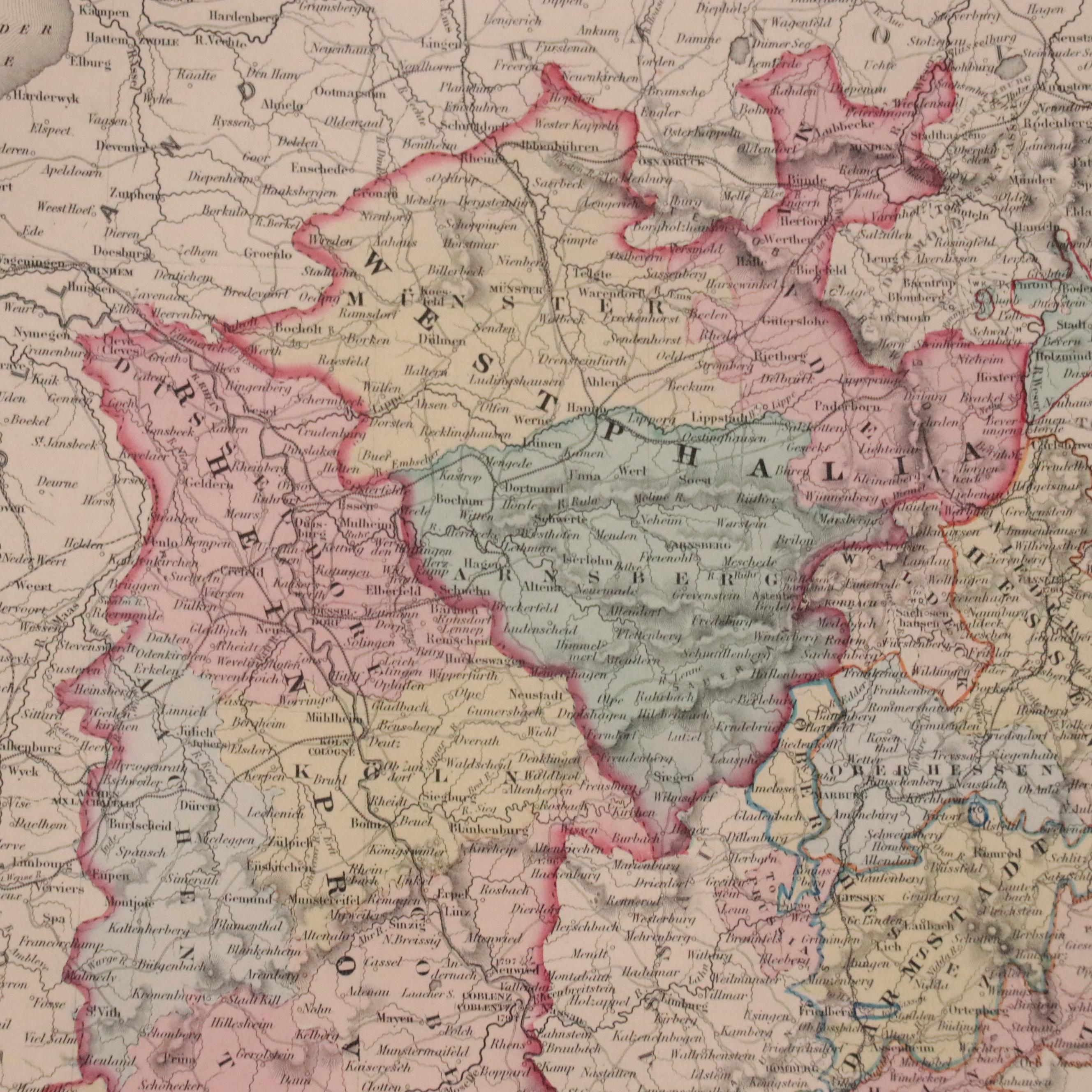 J. H. Colton & Co. Hand-Colored Engraving Map "Germany No. 2"
