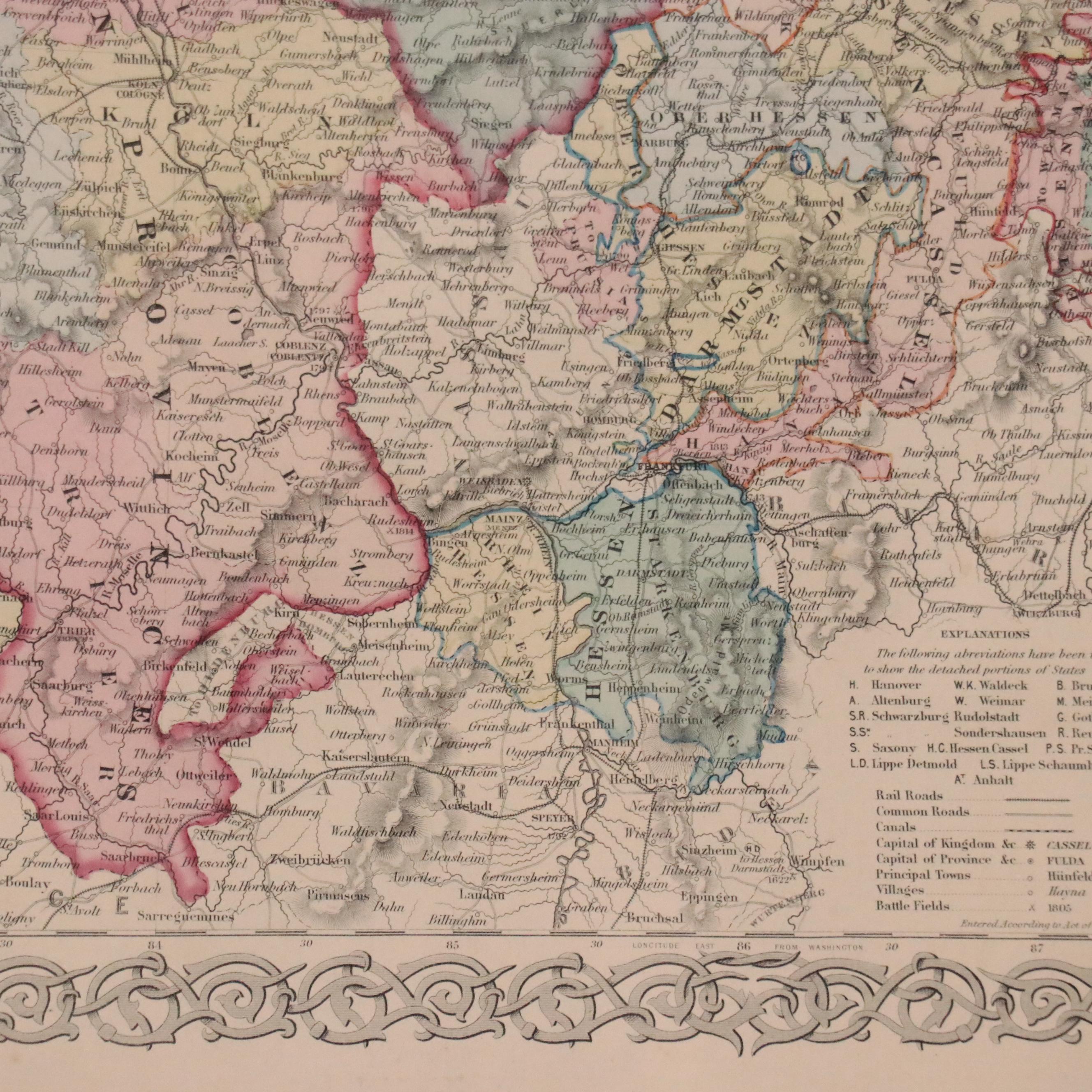 J. H. Colton & Co. Hand-Colored Engraving Map "Germany No. 2"