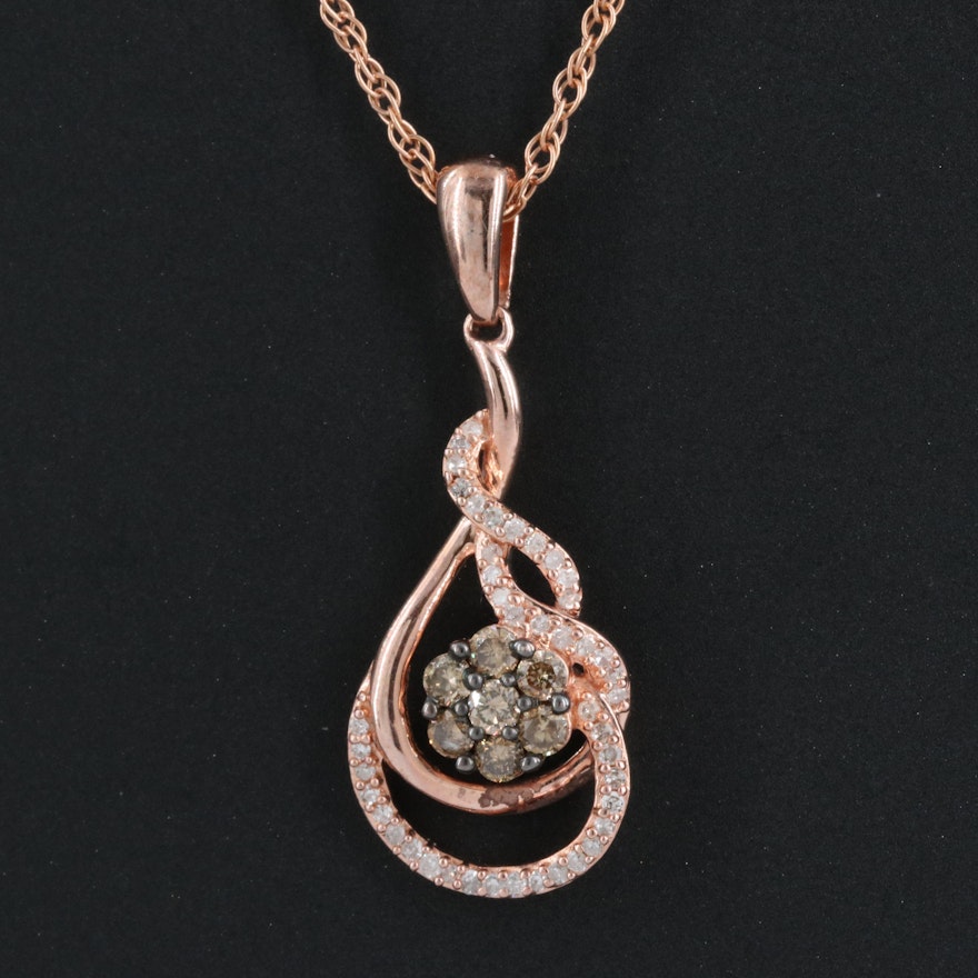 Sterling Diamond Pendant on Gold-Filled Chain Necklace
