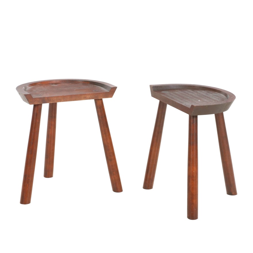 Pair of Bartley Collection Three-Legged Miling Stools, Late 20th Century