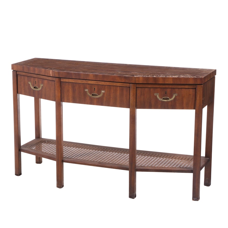 Drexel "Accolade" Pecan Console Table with Three Drawers