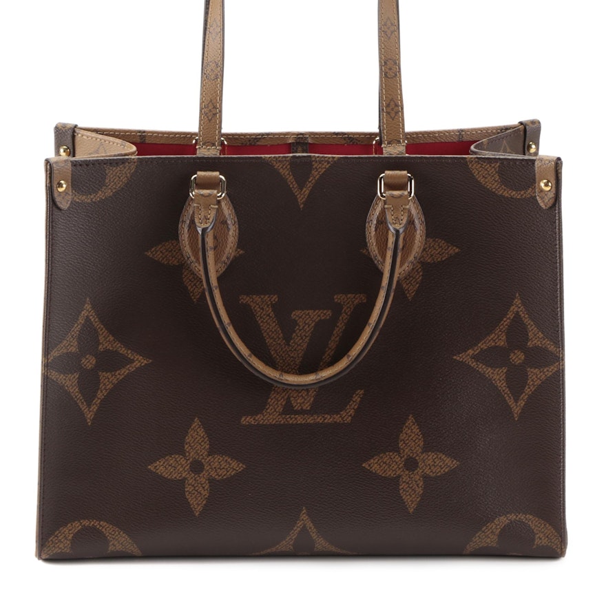 Louis Vuitton OnTheGo MM Tote in Monogram and Monogram Reverse Canvas