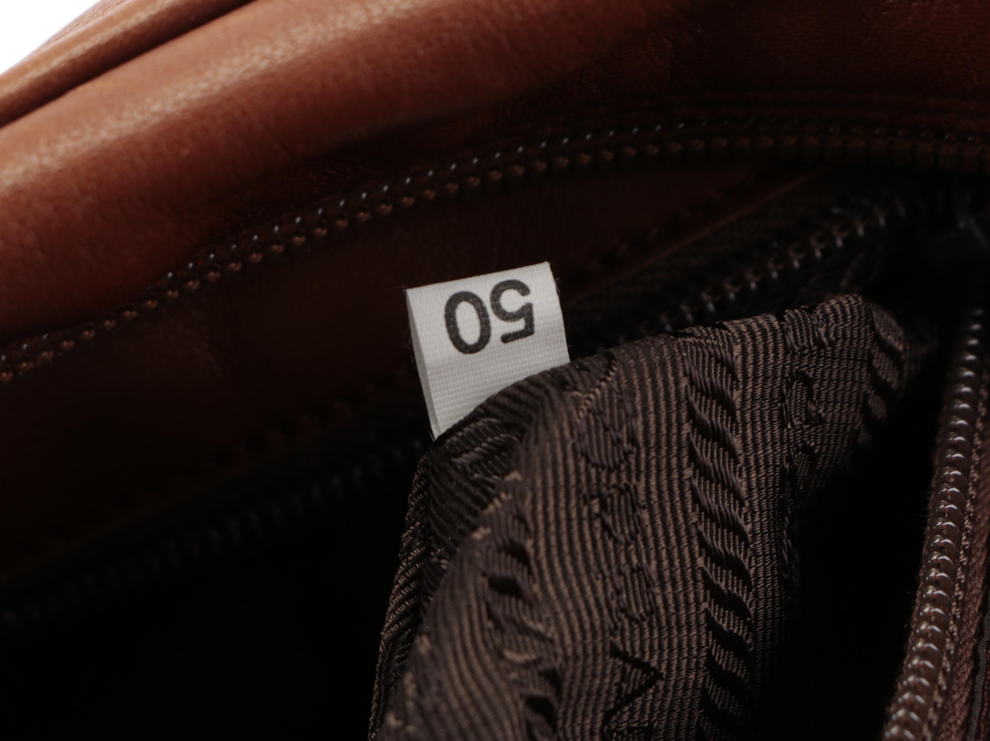 Prada Whipstitch Tote in Brown Vitello Lux Leather
