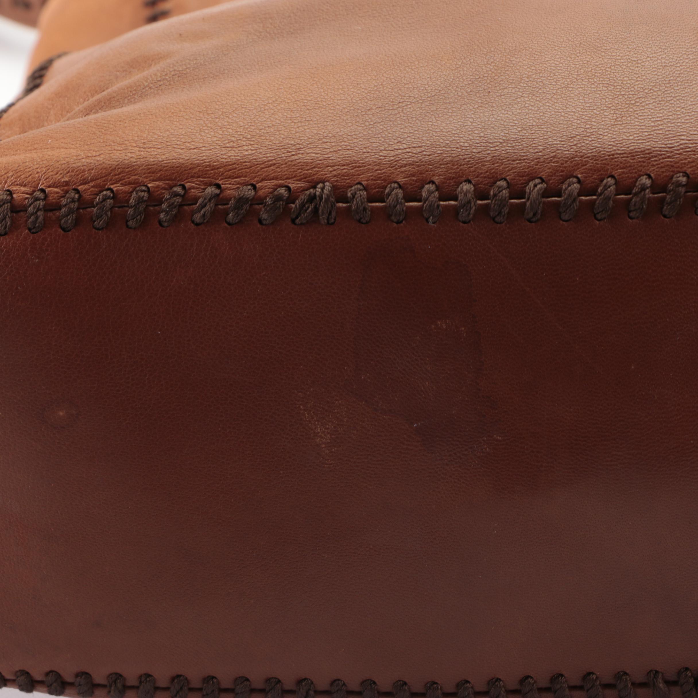 Prada Whipstitch Tote in Brown Vitello Lux Leather