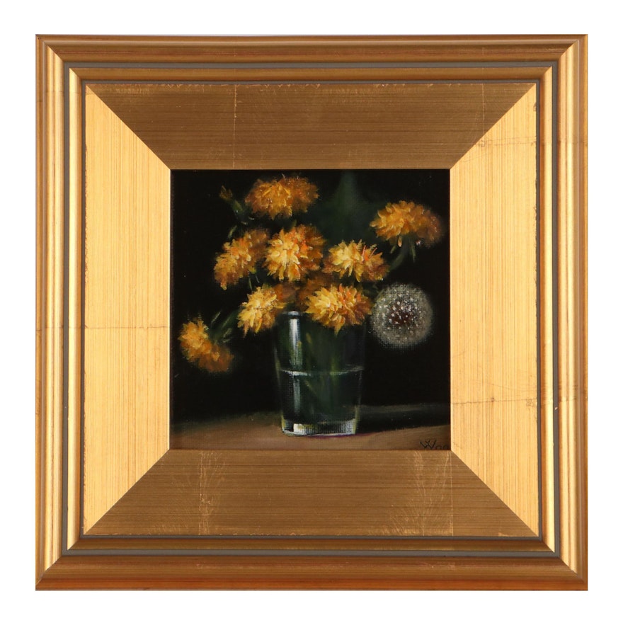 Venera York Floral Still Life Oil Painting of Dandelions, 2022