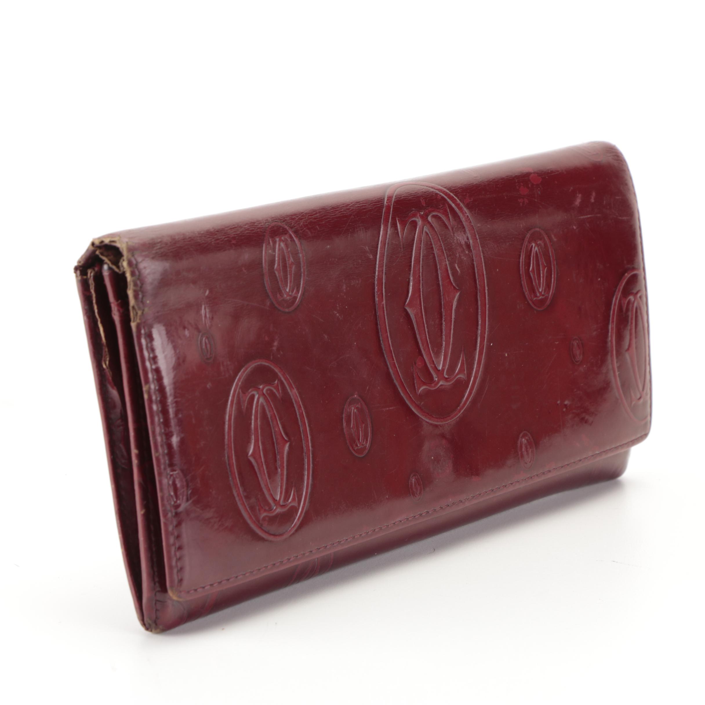 Must de Cartier Logo Embossed Patent Leather Happy Birthday Continental Wallet
