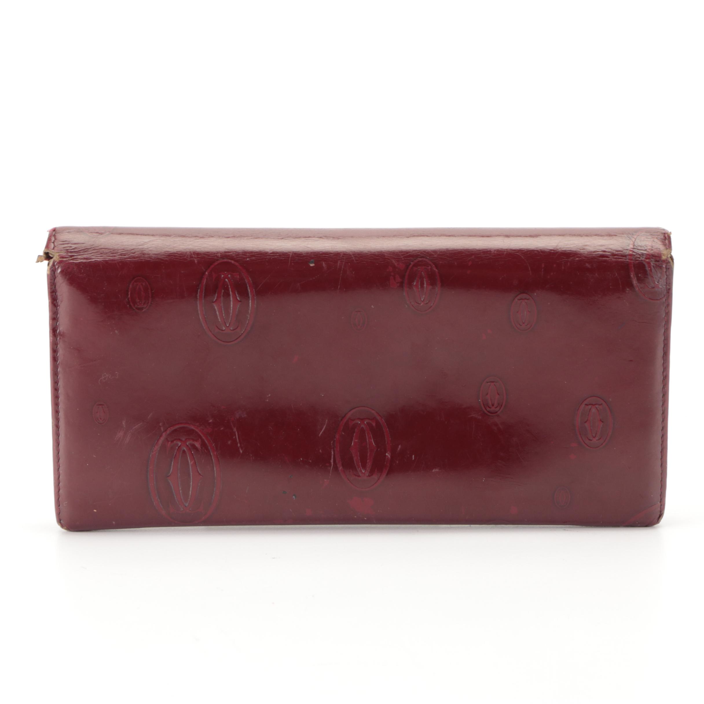 Must de Cartier Logo Embossed Patent Leather Happy Birthday Continental Wallet