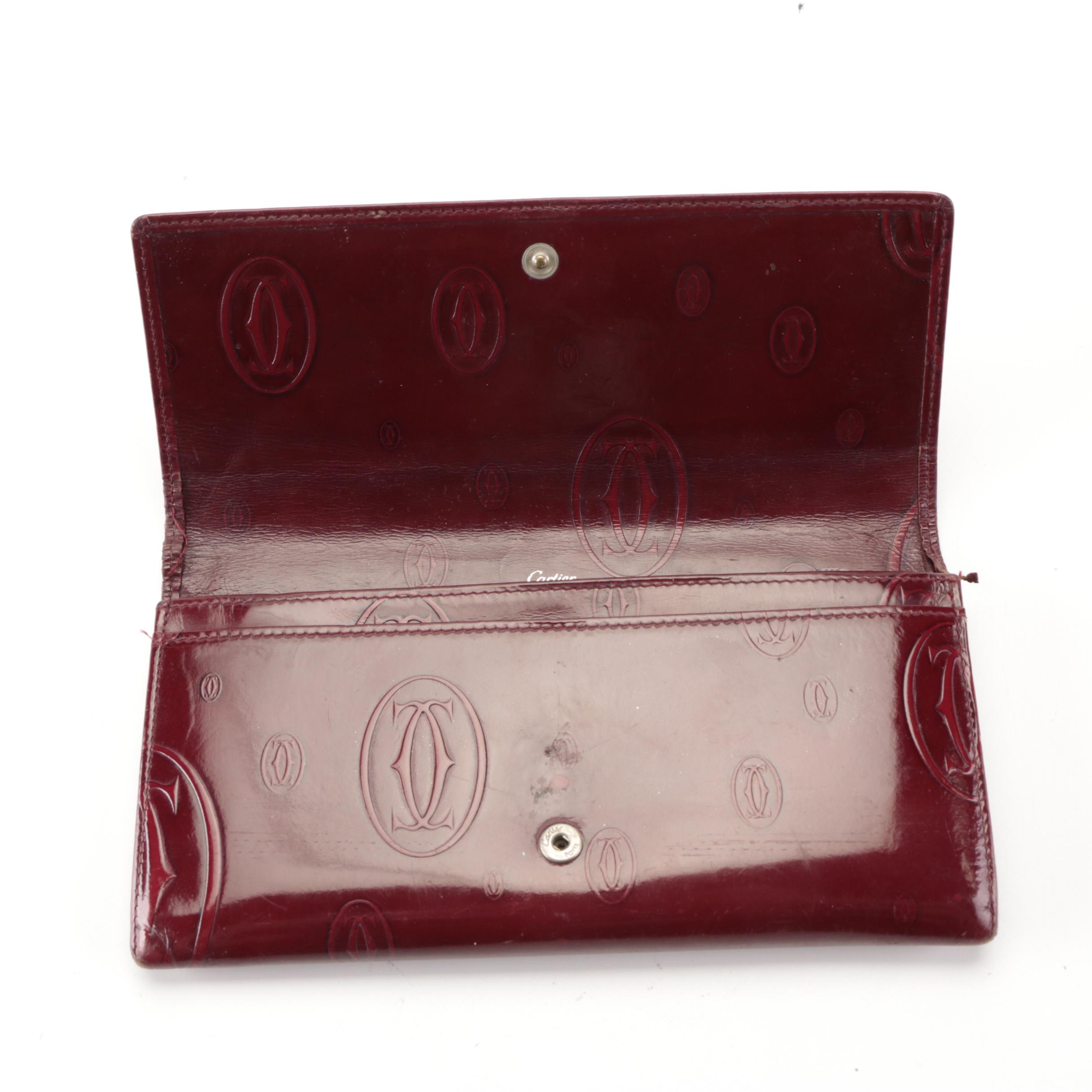 Must de Cartier Logo Embossed Patent Leather Happy Birthday Continental Wallet