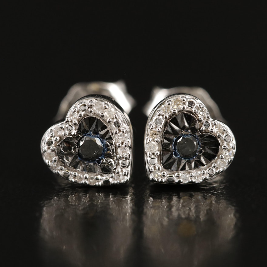 Sterling Diamond Heart Earrings