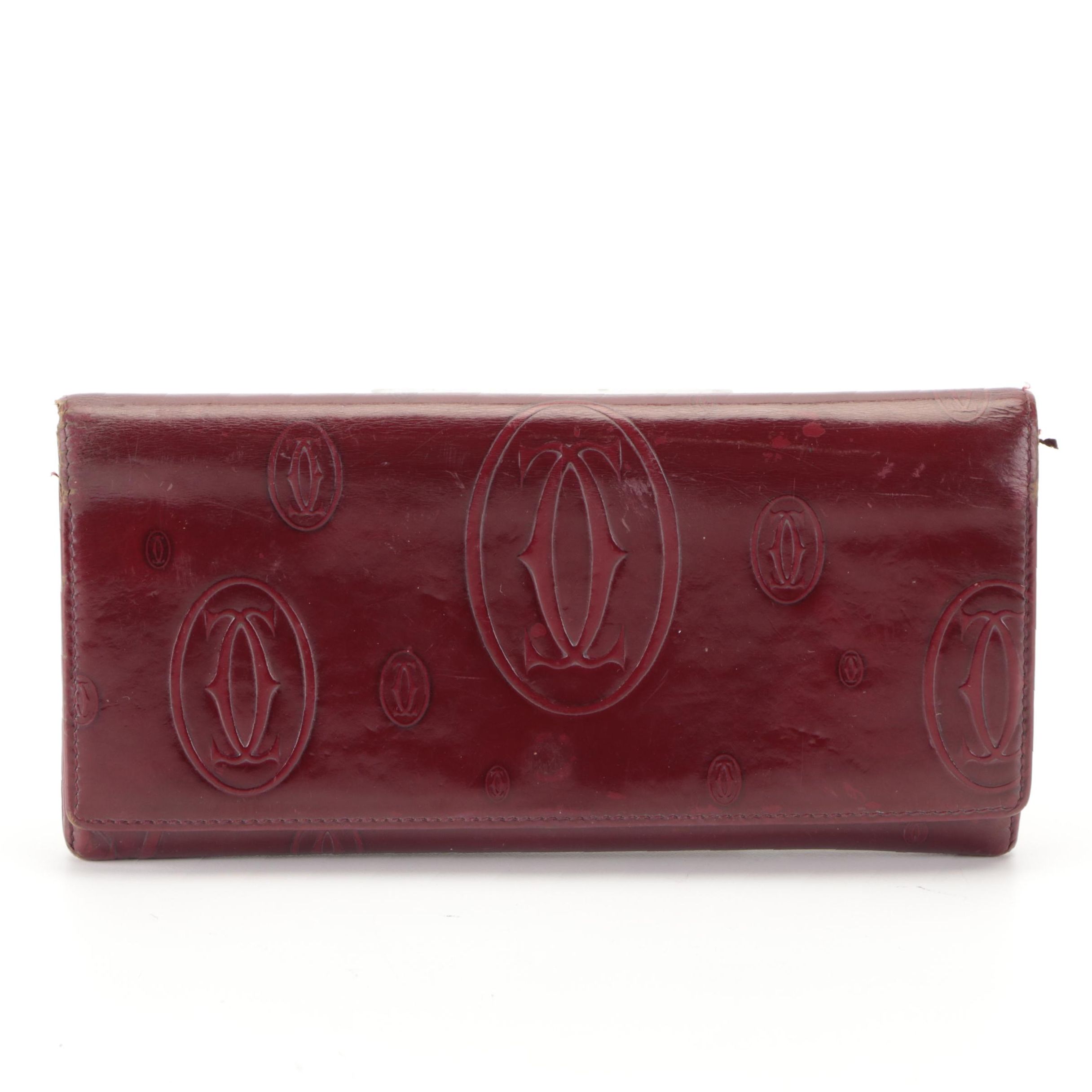Must de Cartier Logo Embossed Patent Leather Happy Birthday Continental Wallet