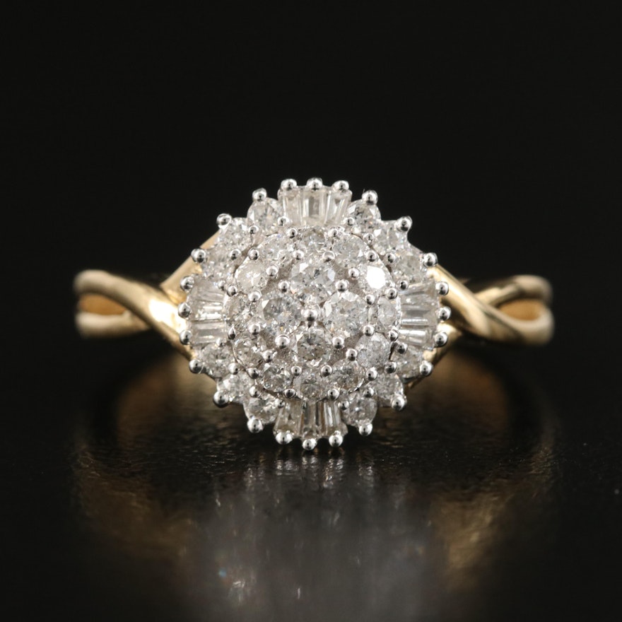 Sterling Diamond Cluster Ring