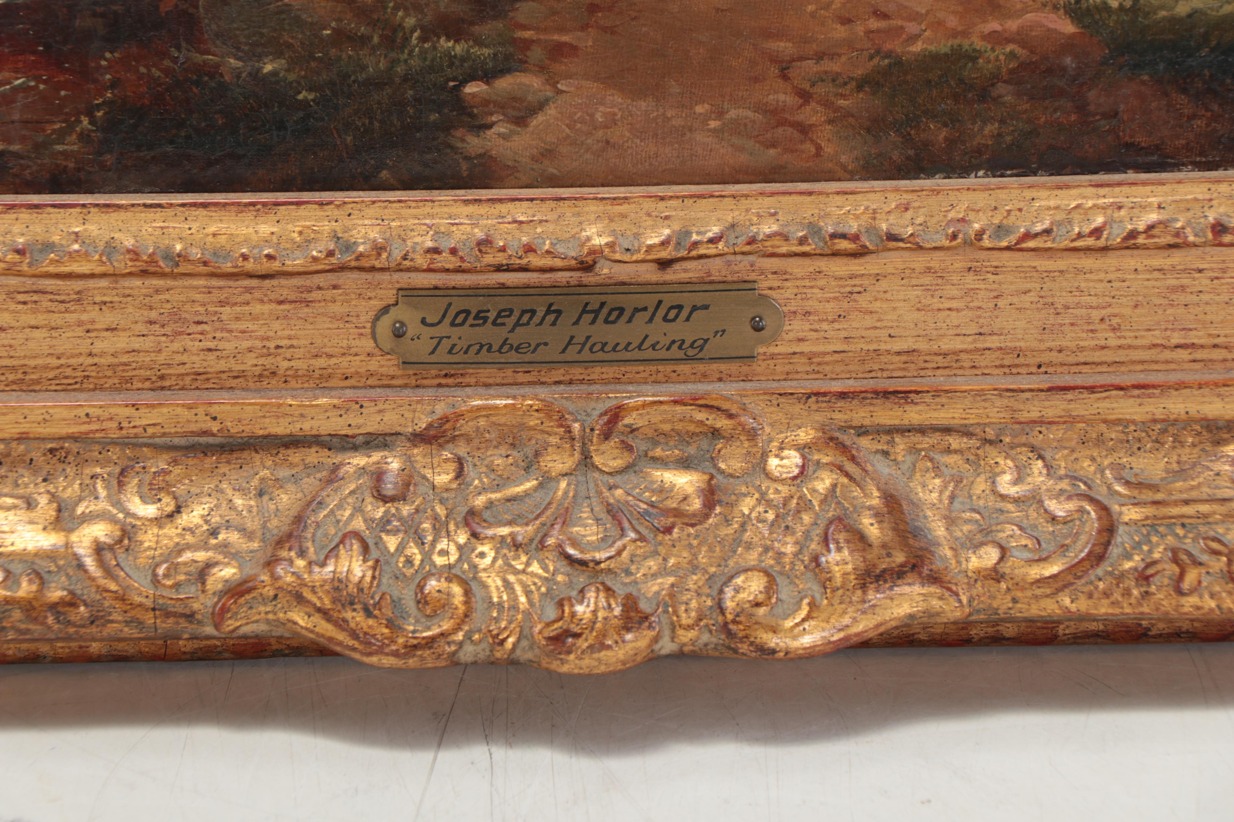 Joseph Horlor Oil Painting "Timber Hauling," Circa 1855