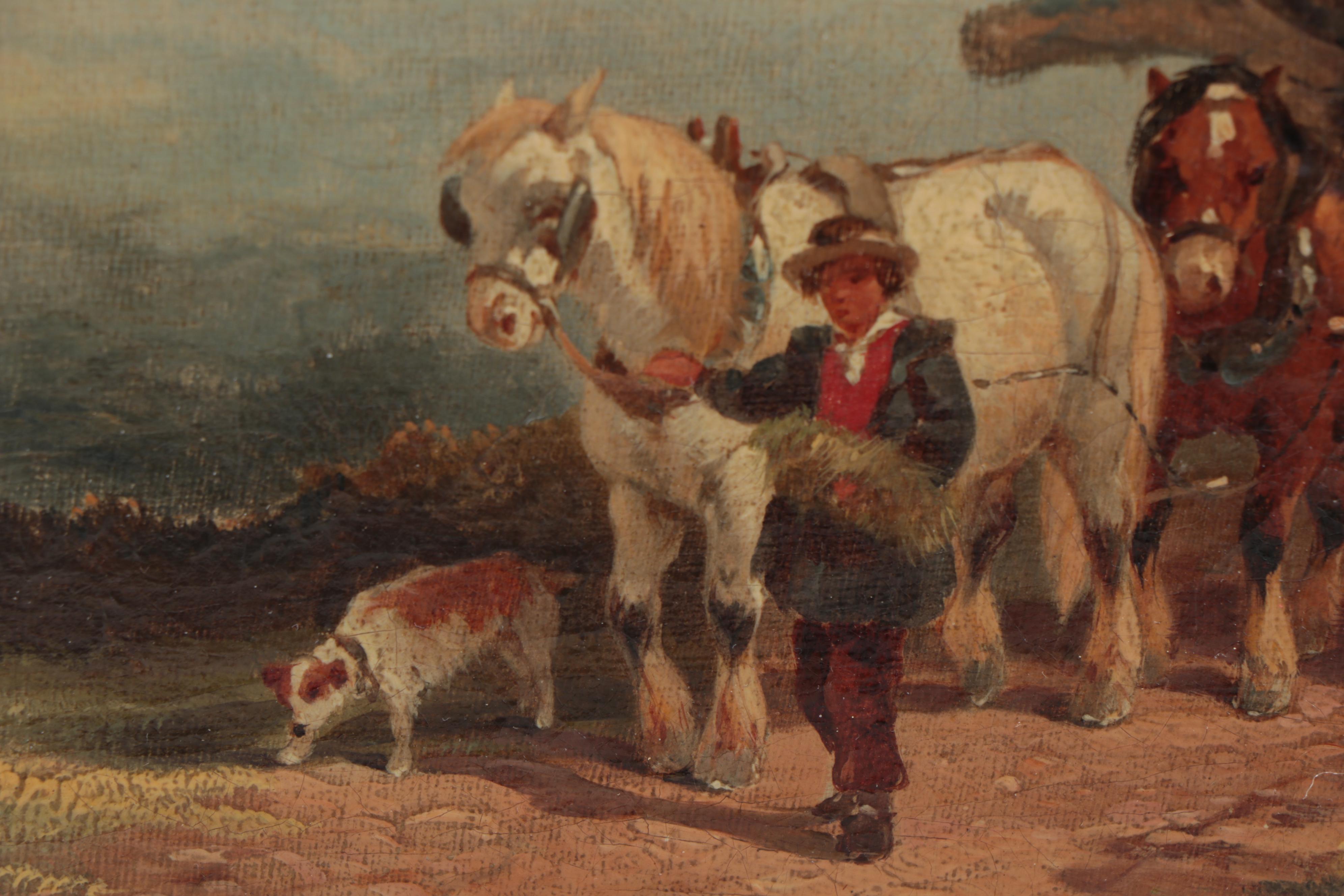 Joseph Horlor Oil Painting "Timber Hauling," Circa 1855