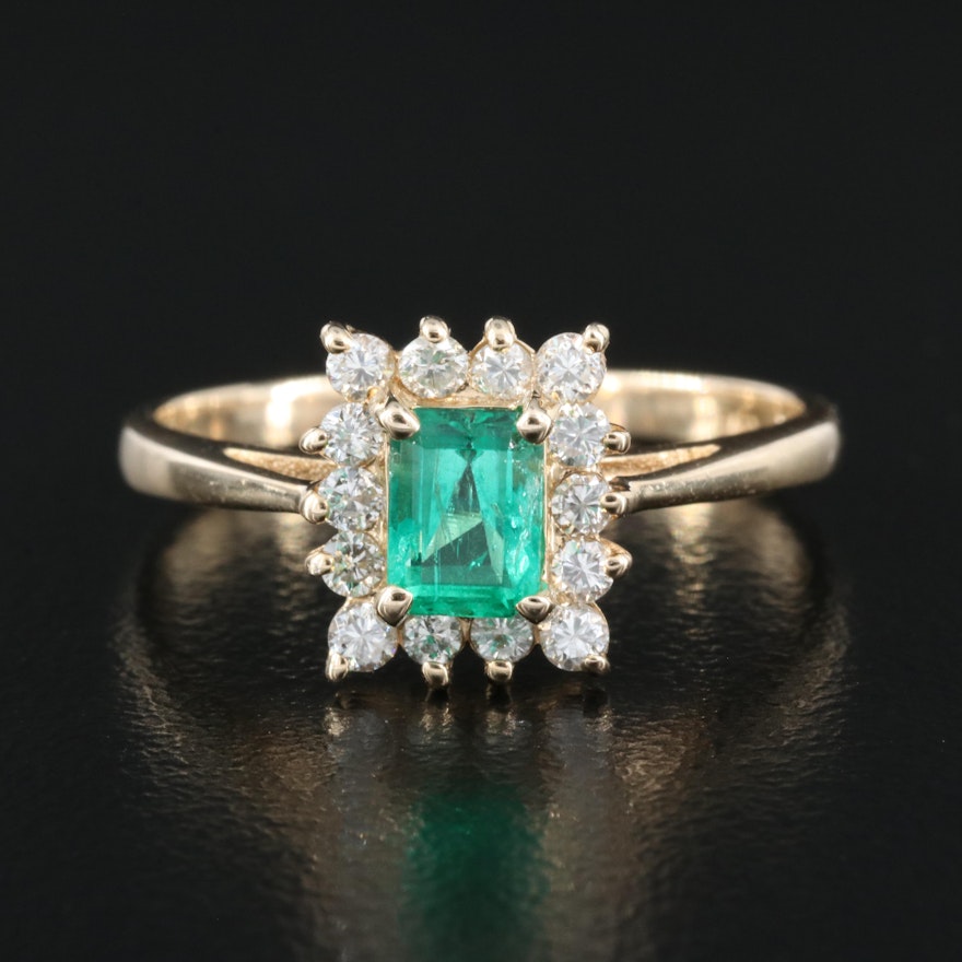 14K Emerald and Diamond Ring