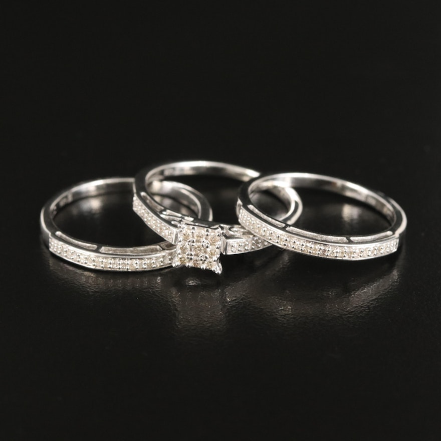 Sterling Diamond Ring Set