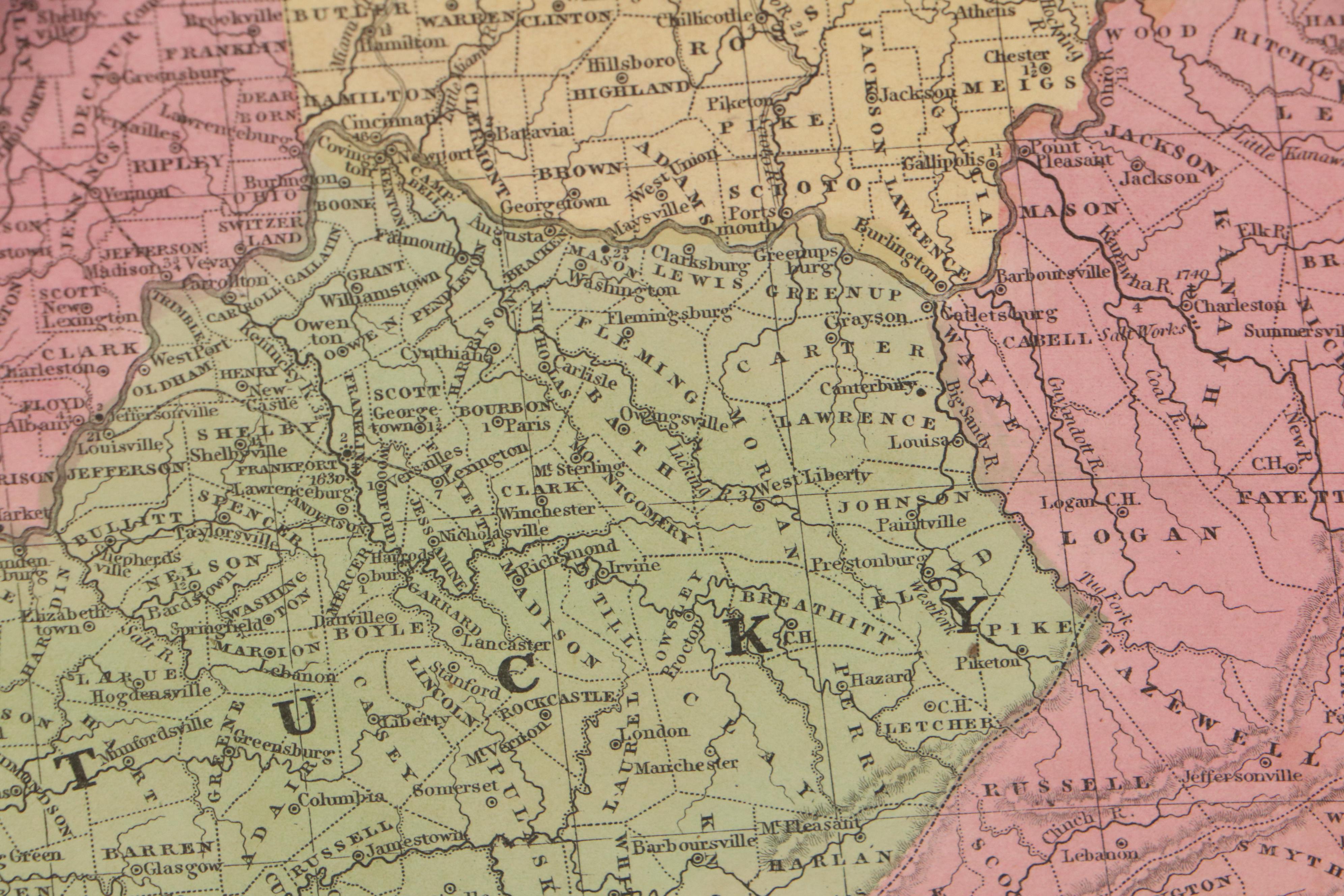 Samuel Augustus Mitchell Hand-Colored Map of Western States, 1839