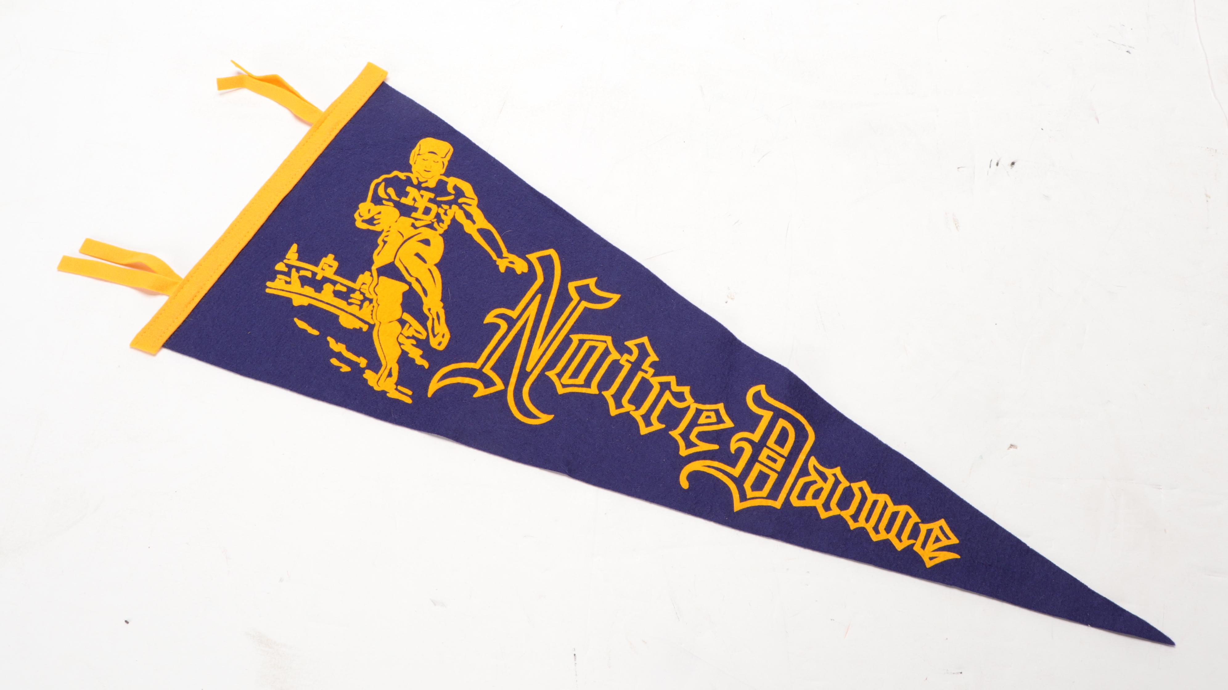 Notre Dame 1988 NCAA Football National Champ Mascot, Motto Pennants, 1950s–1980s
