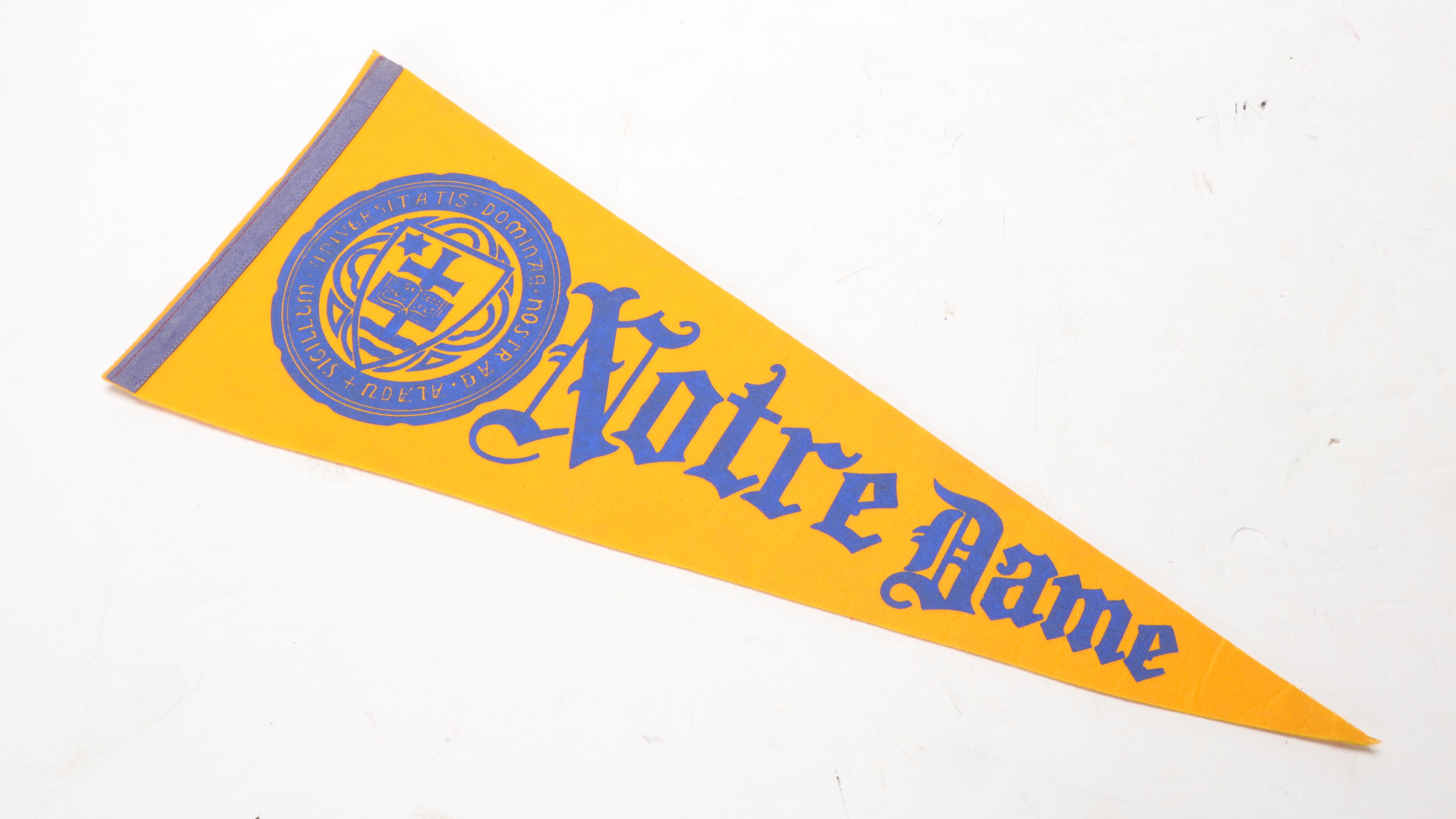 Notre Dame 1988 NCAA Football National Champ Mascot, Motto Pennants, 1950s–1980s