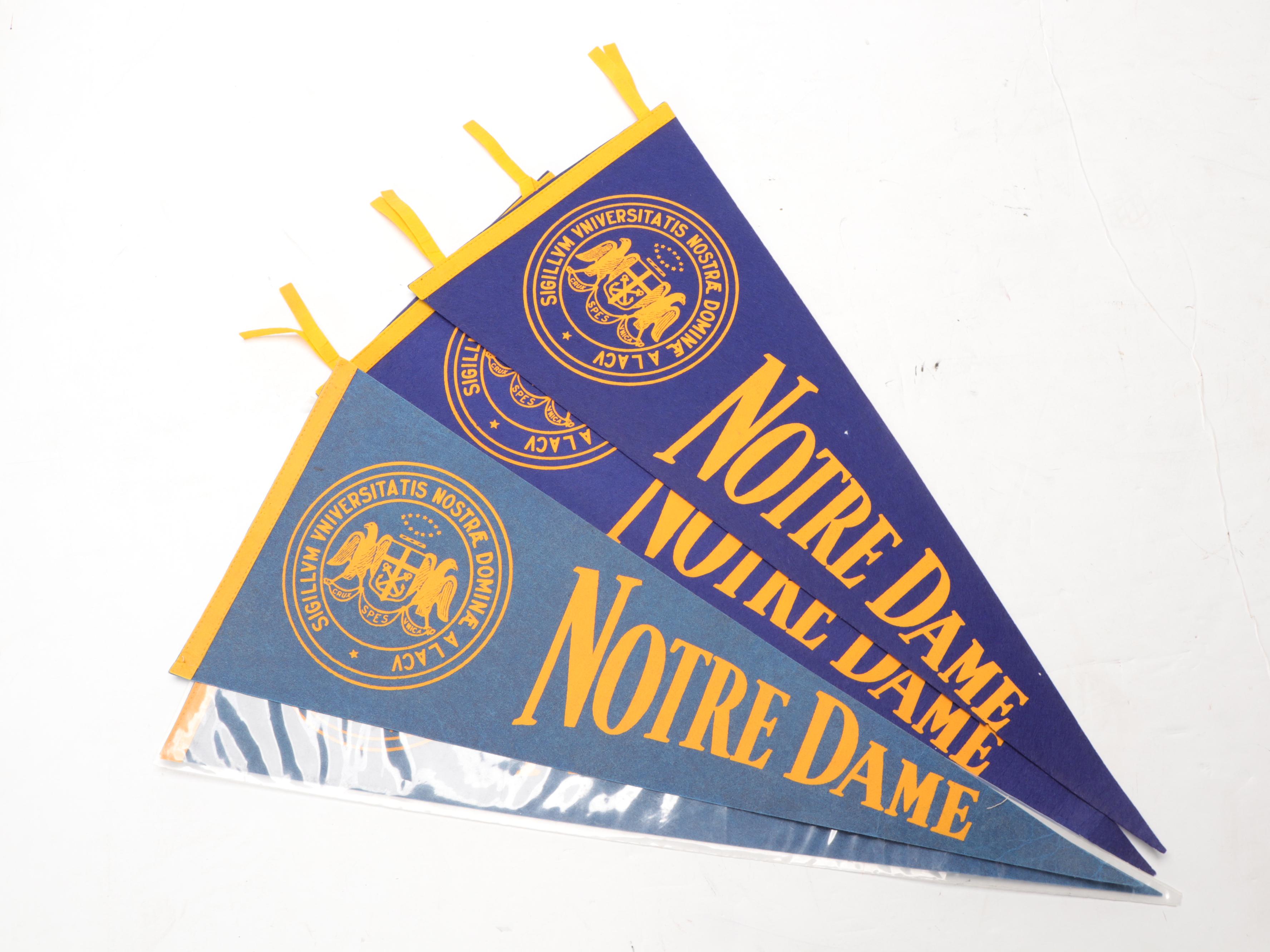 Notre Dame 1988 NCAA Football National Champ Mascot, Motto Pennants, 1950s–1980s