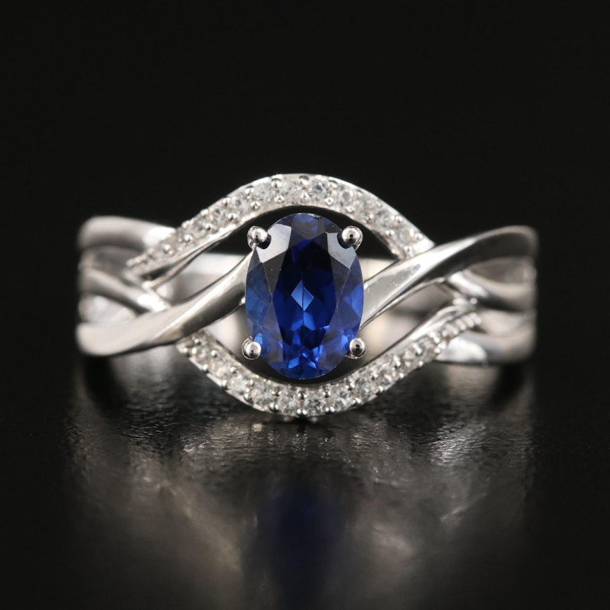 Sterling Blue and White Sapphire Ring