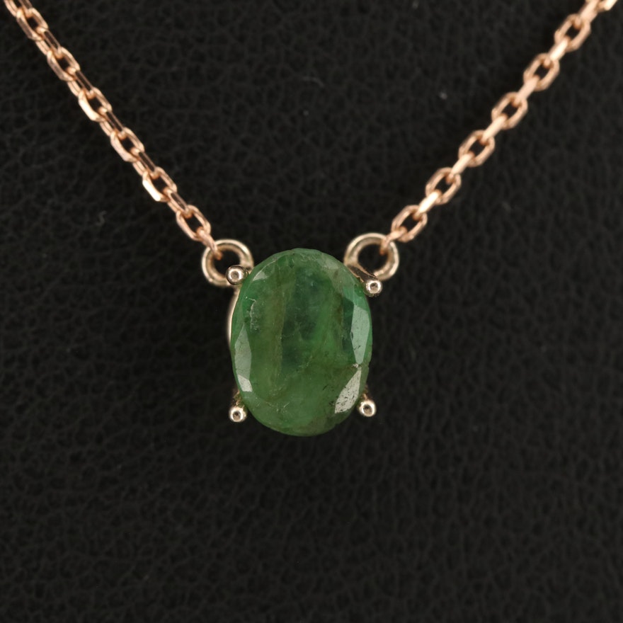14K Emerald Solitaire Necklace