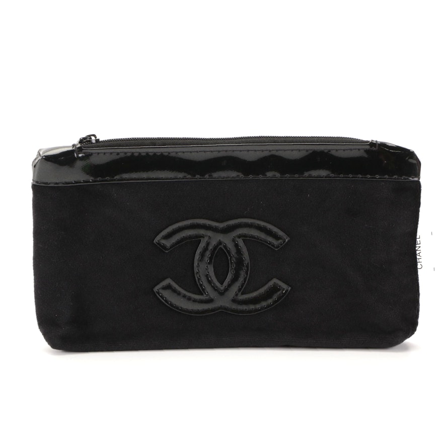 Chanel Le Rouge Promotional Pouch in Black Terry Cloth and Vinyl