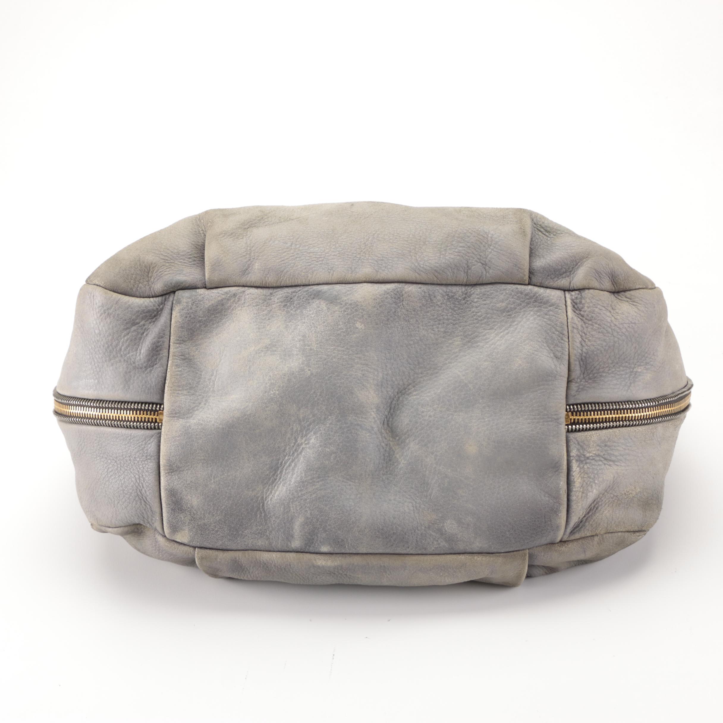 Prada Zippers Shoulder Bag in Distressed Deerskin Leather