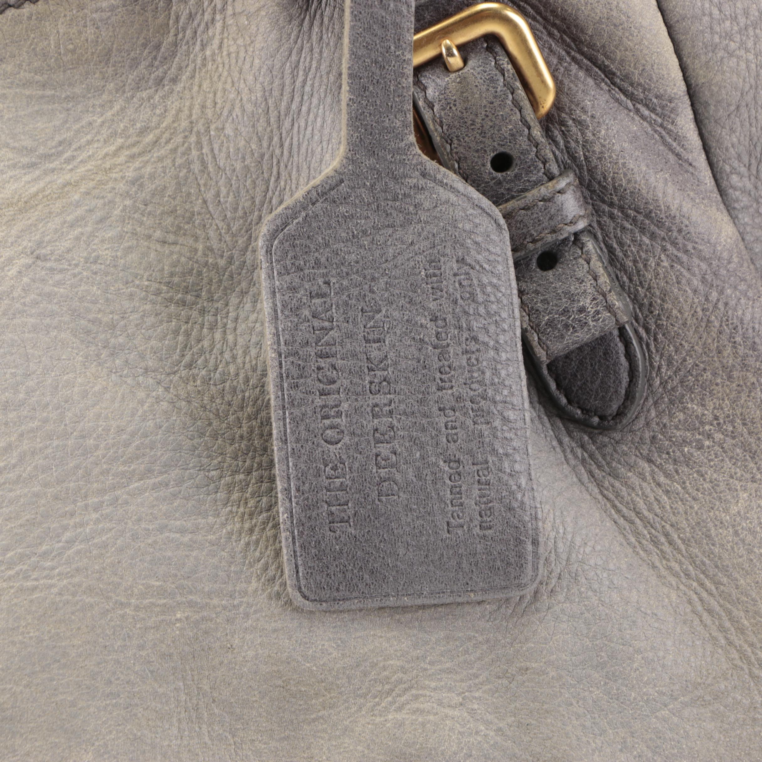 Prada Zippers Shoulder Bag in Distressed Deerskin Leather