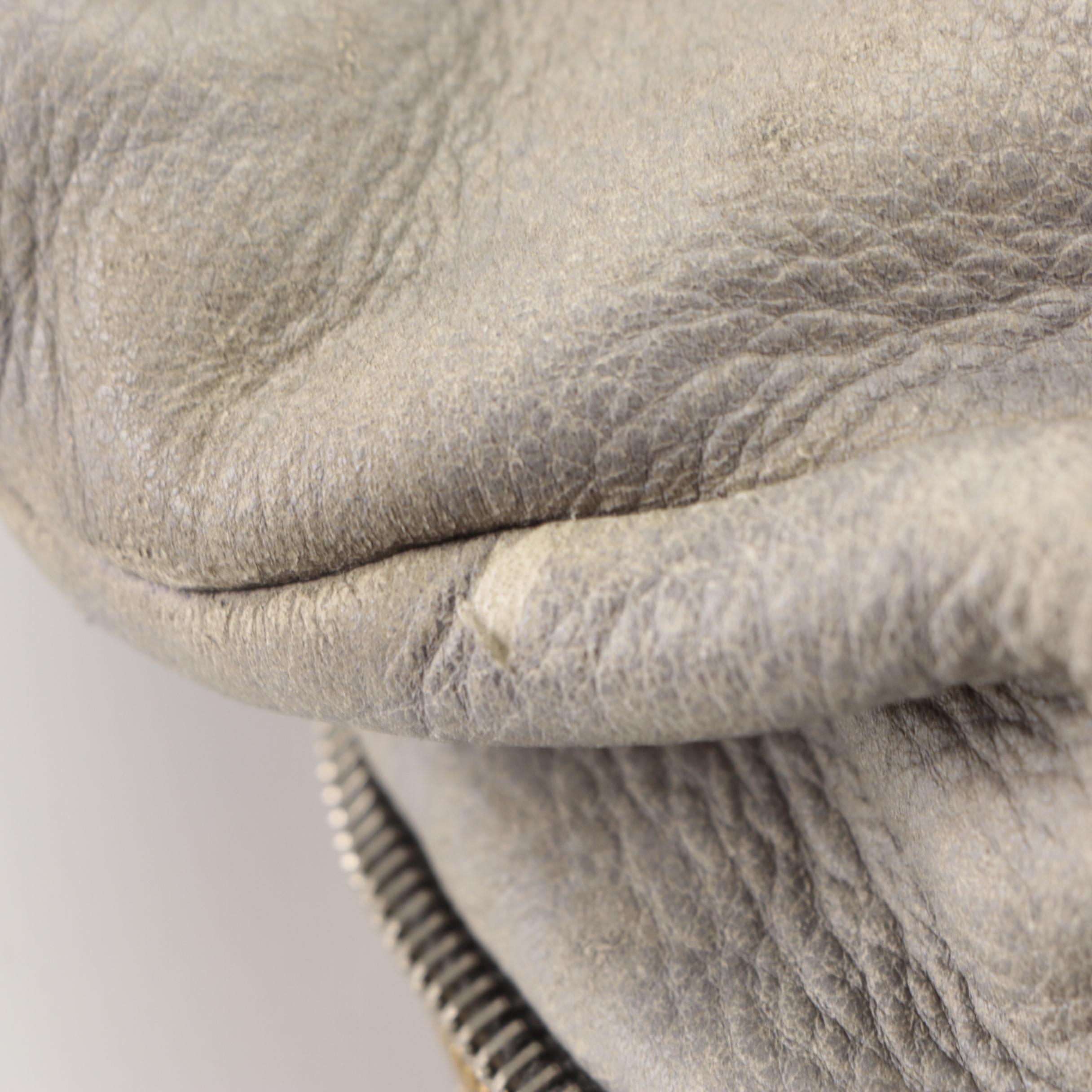 Prada Zippers Shoulder Bag in Distressed Deerskin Leather