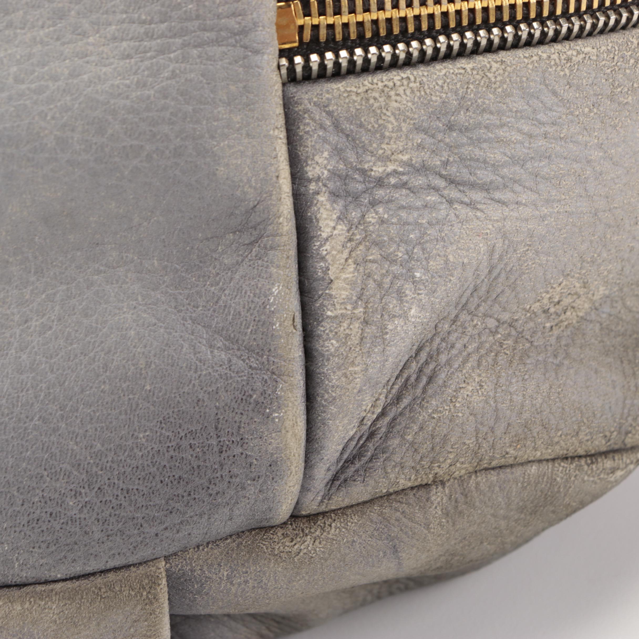 Prada Zippers Shoulder Bag in Distressed Deerskin Leather