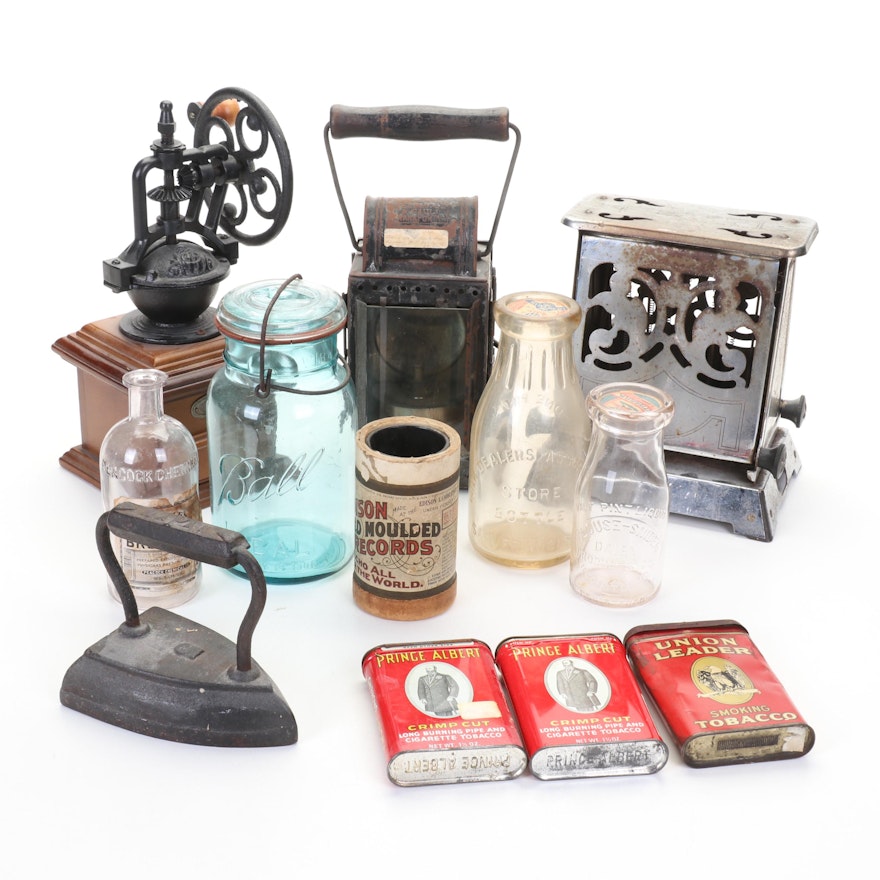 Helmholz & Pauli German Railroad Lantern, Hotpoint Toaster, Sad Iron and More