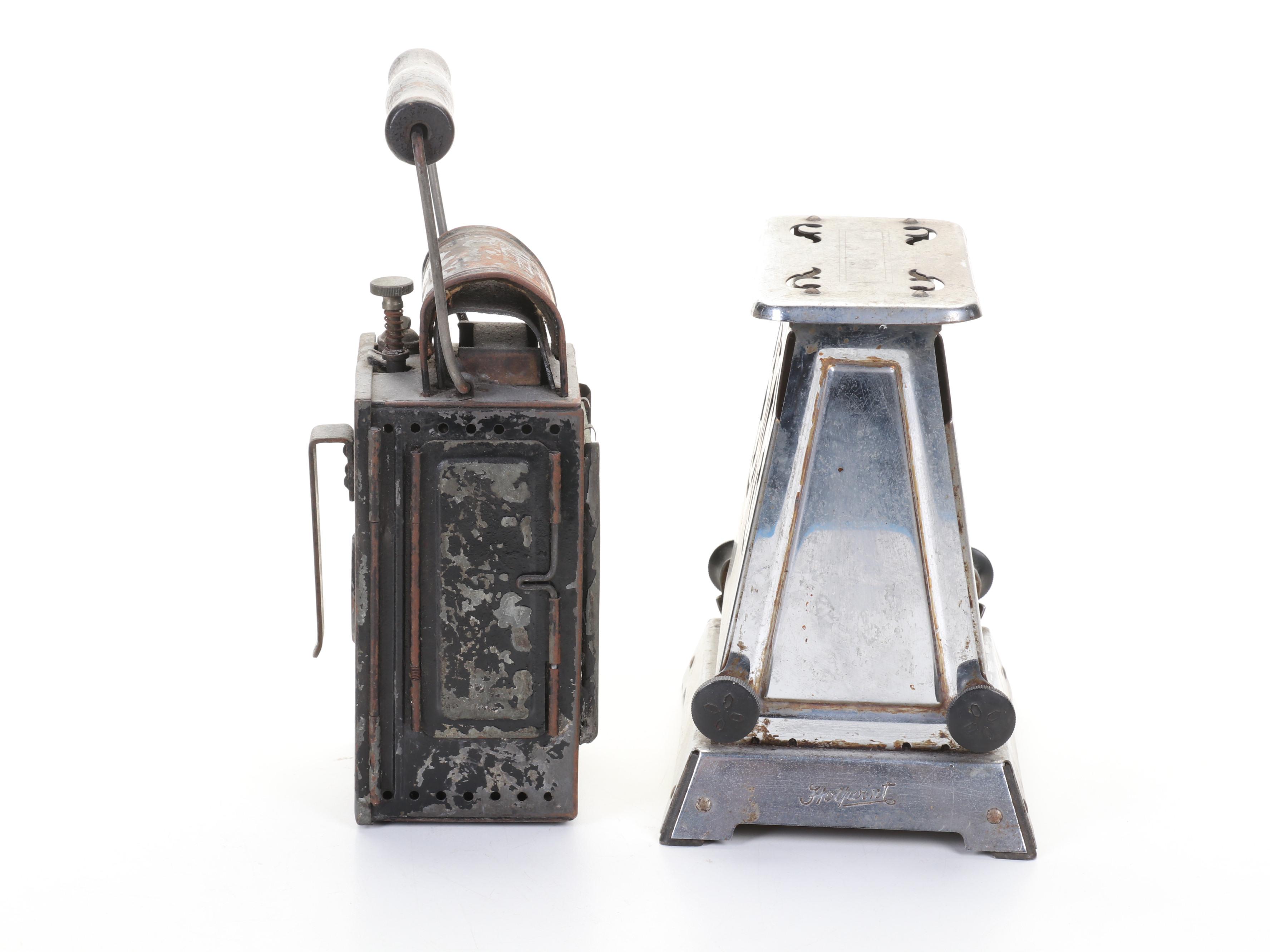 Helmholz & Pauli German Railroad Lantern, Hotpoint Toaster, Sad Iron and More