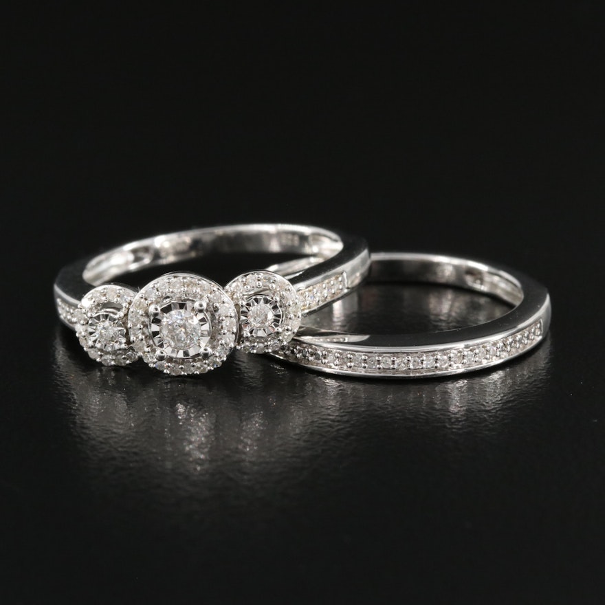 Sterling Diamond Ring set