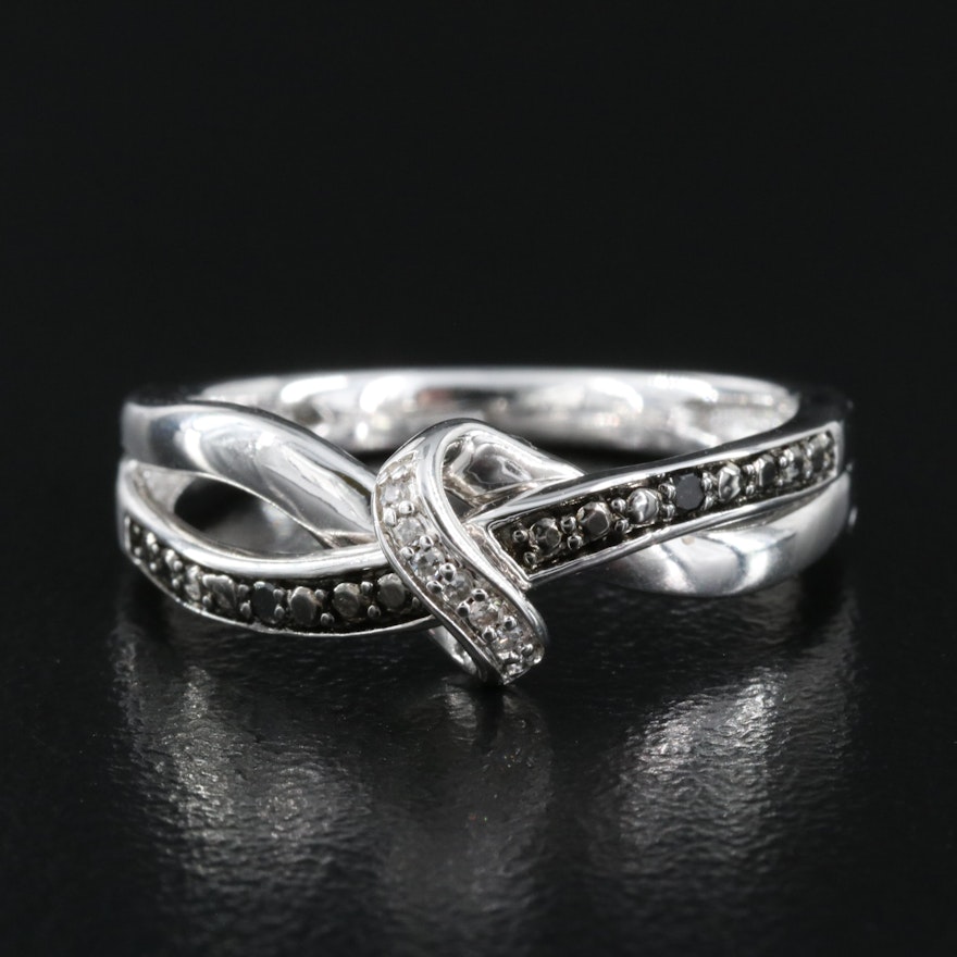 Sterling Diamond Crossover Ring