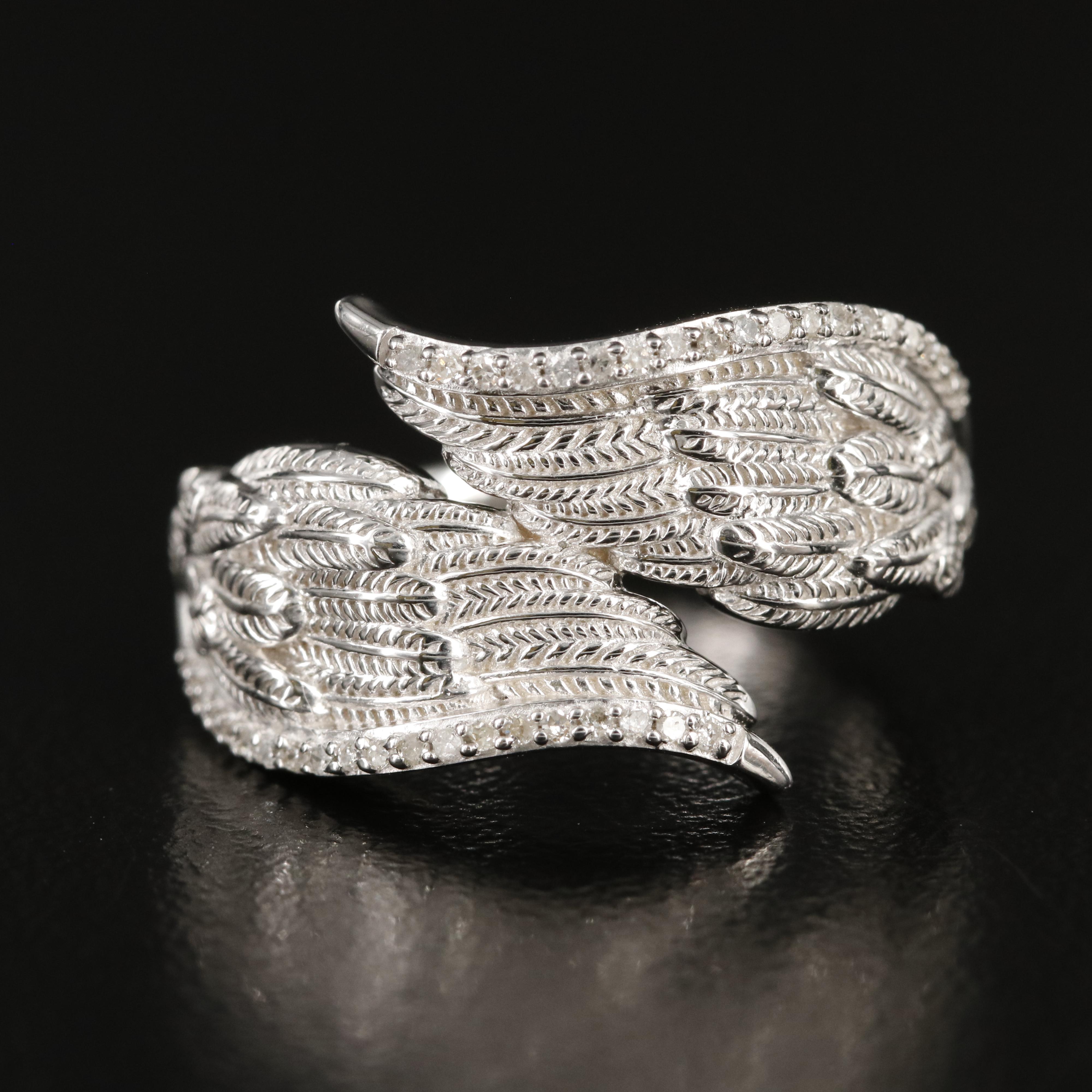Hallmark Sterling Diamond Angel Wing Bypass Ring