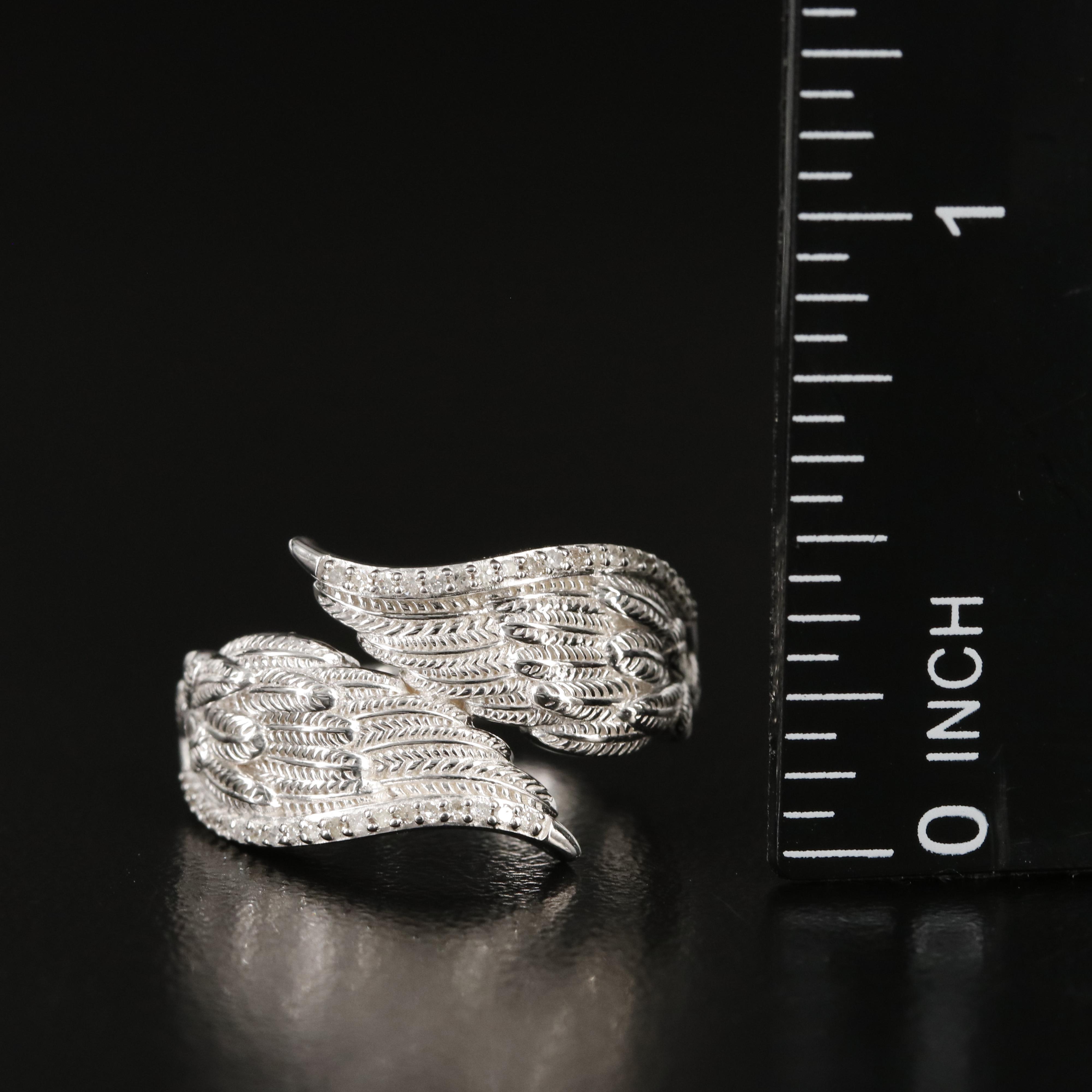 Hallmark Sterling Diamond Angel Wing Bypass Ring