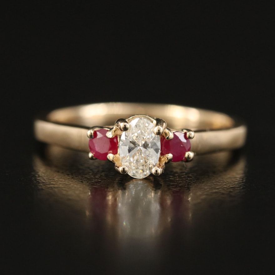 14K Diamond and Ruby Ring