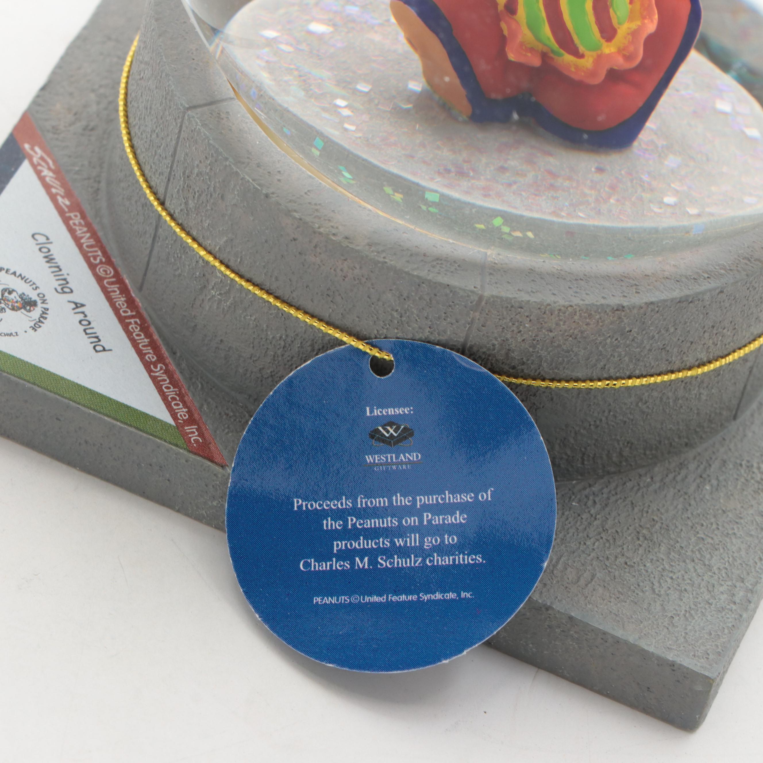 Westland Peanuts on Parade "Clowning Around" Snoopy Snow Globe