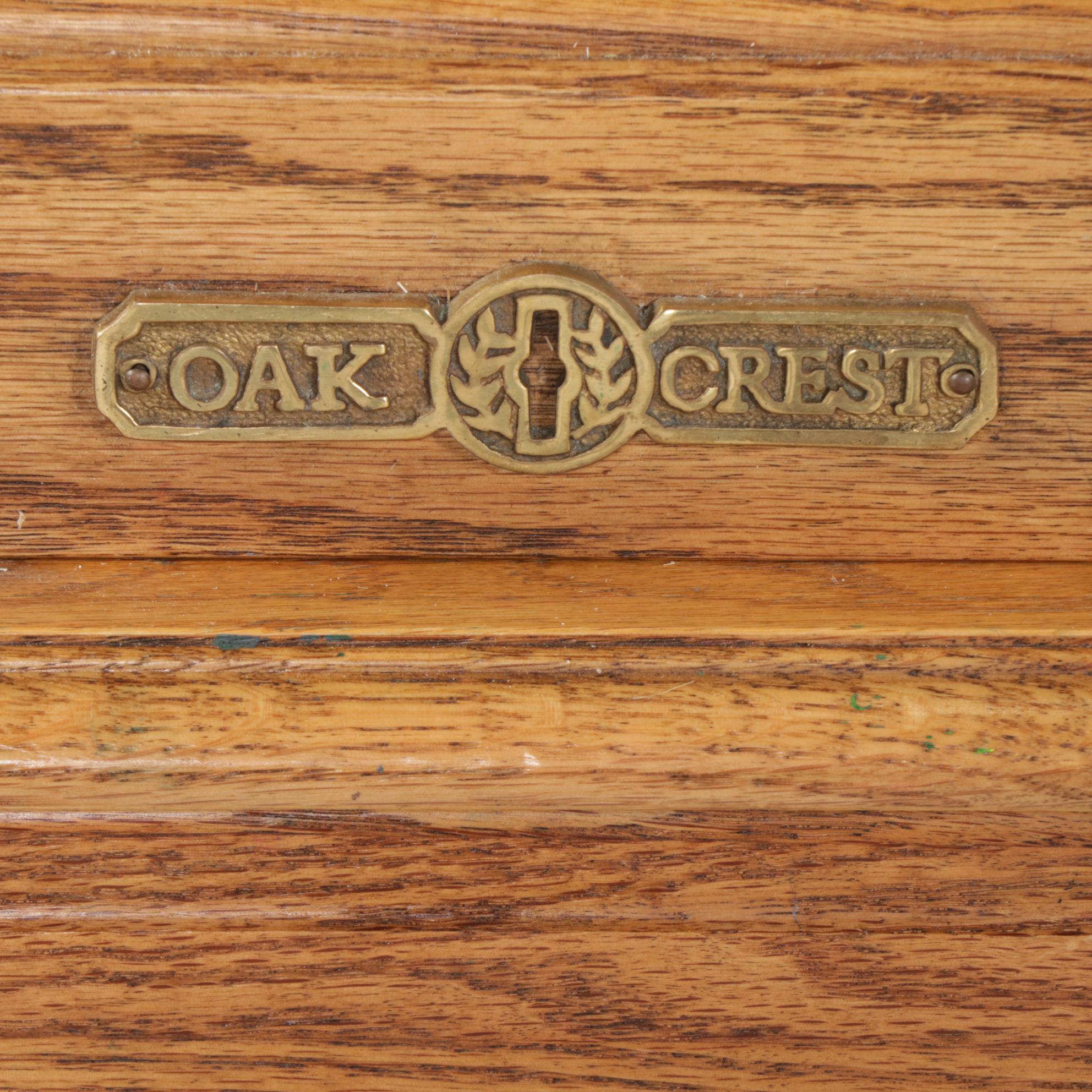 Oak Crest Victorian Style Oak Roll-Top Desk with Chair, Late 20th Century